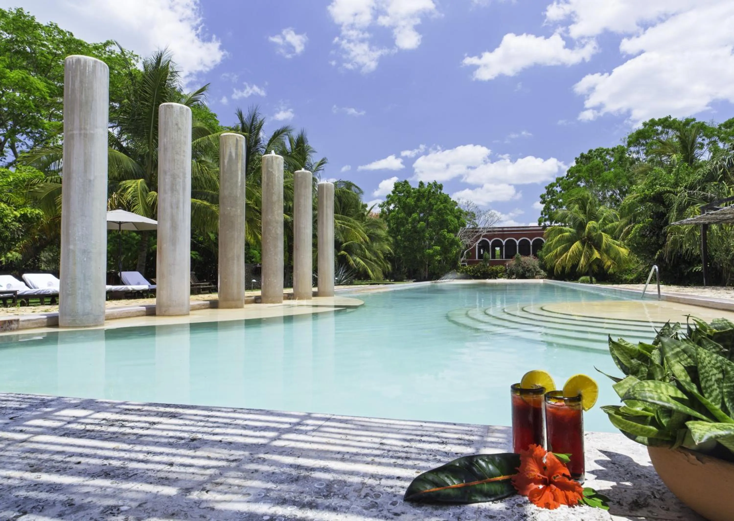 Pool view in Hacienda Temozon Sur