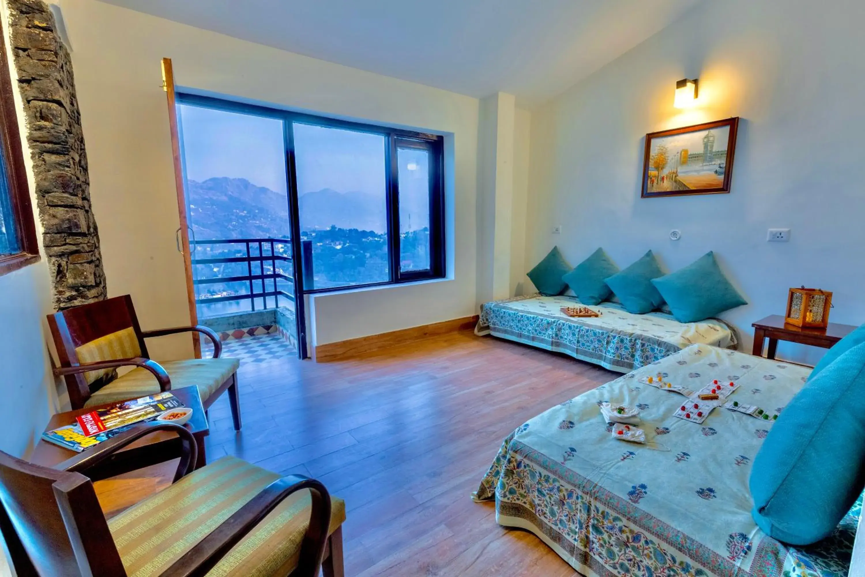 Communal lounge/ TV room, Bed in Rosewood Retreat Bhimtal Communal lounge/ TV room, Bed in Rosewood Retreat Bhimtal