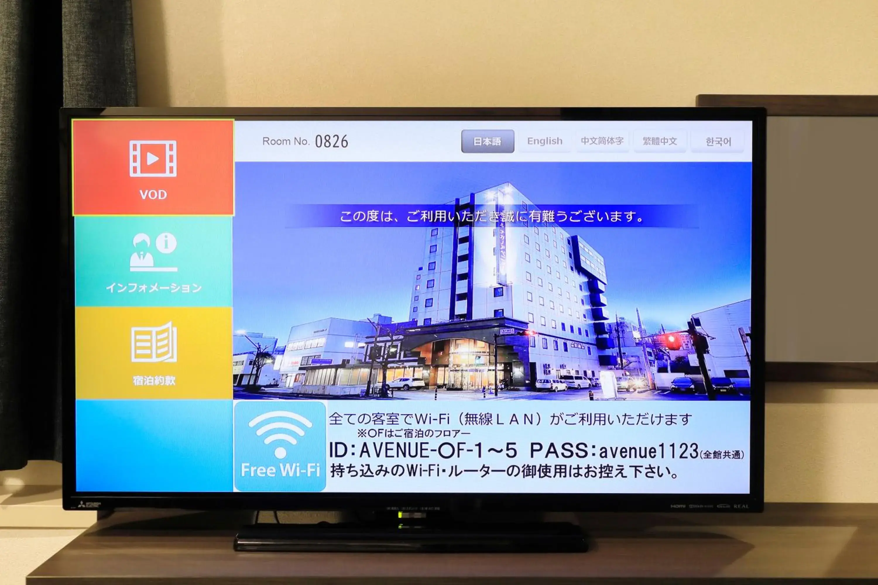 TV/Entertainment Center in Hotel Nagano Avenue