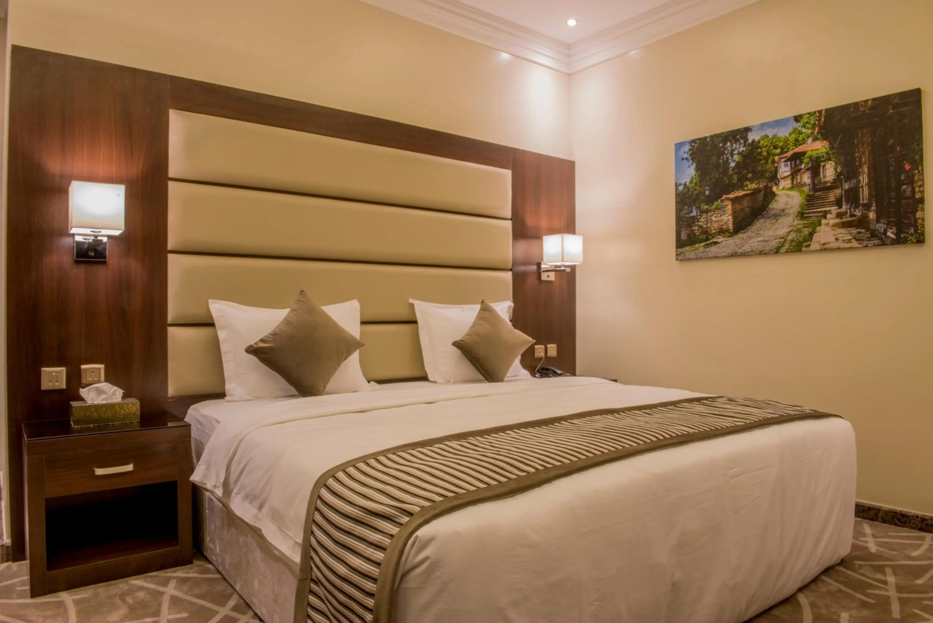 Bed in نورمينا الشرق للشقق المخدومة