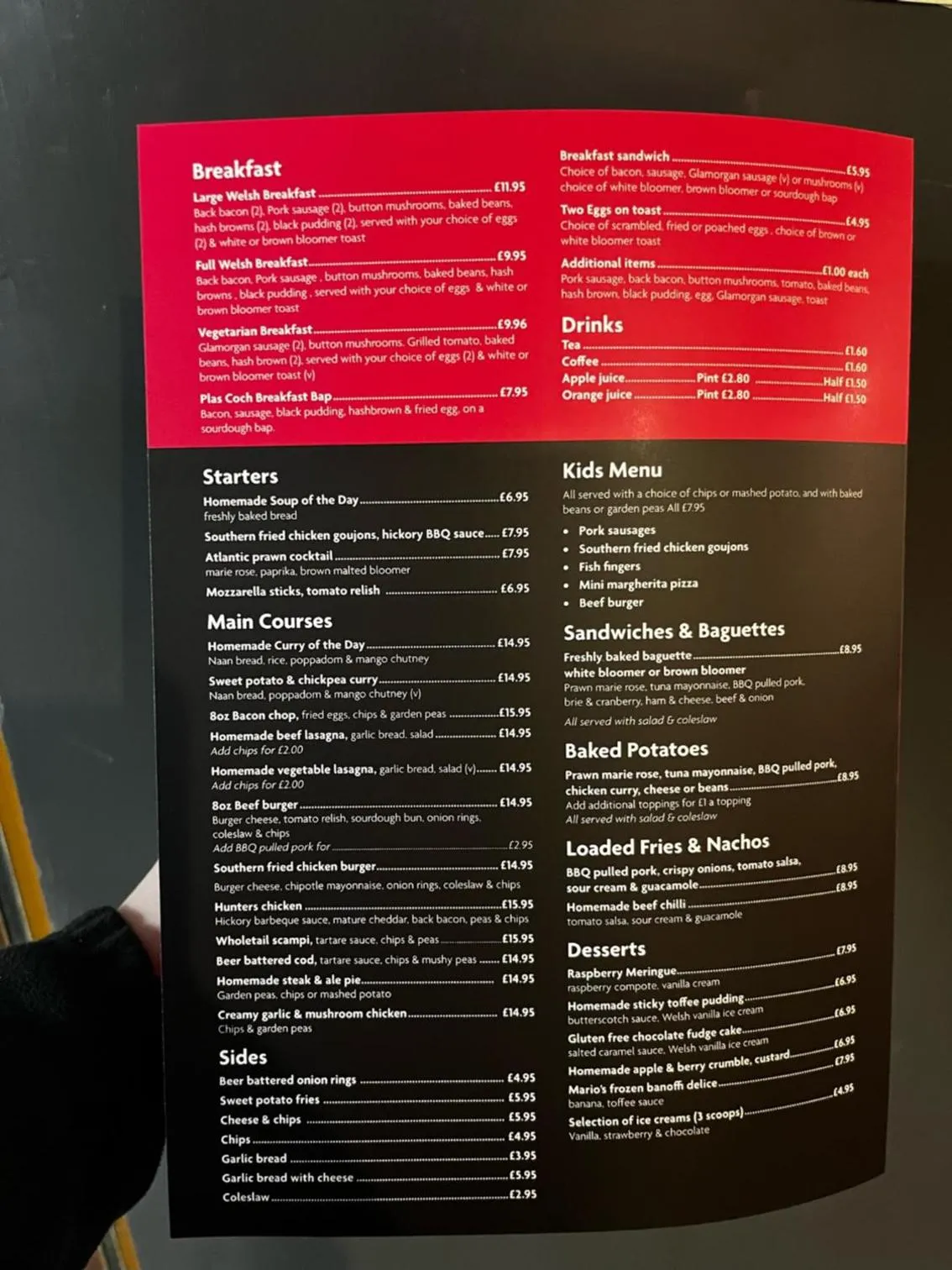 Restaurant/places to eat in Plas Coch Hotel Ltd