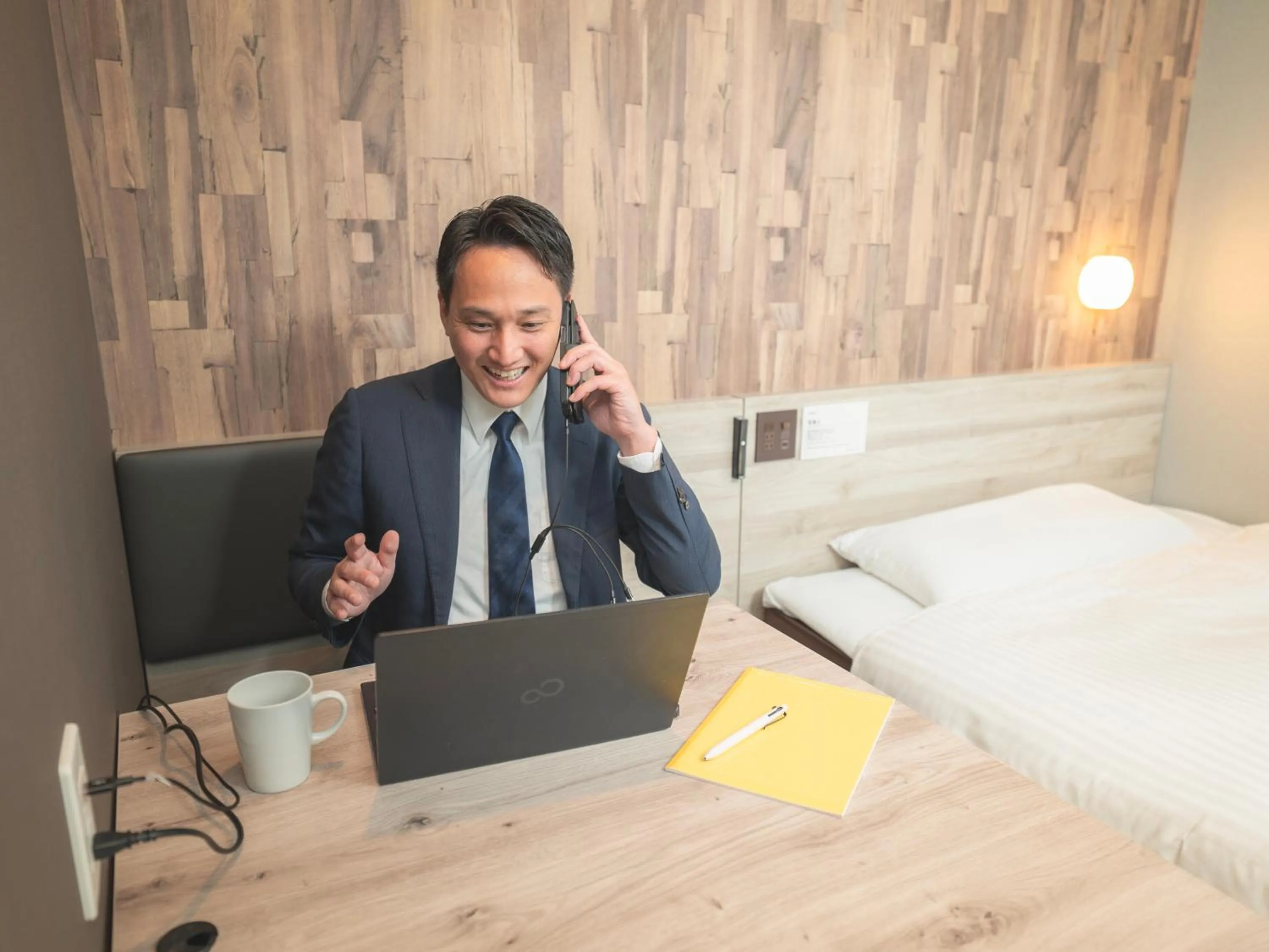 Bed in Super Hotel Kofu Showa Inter