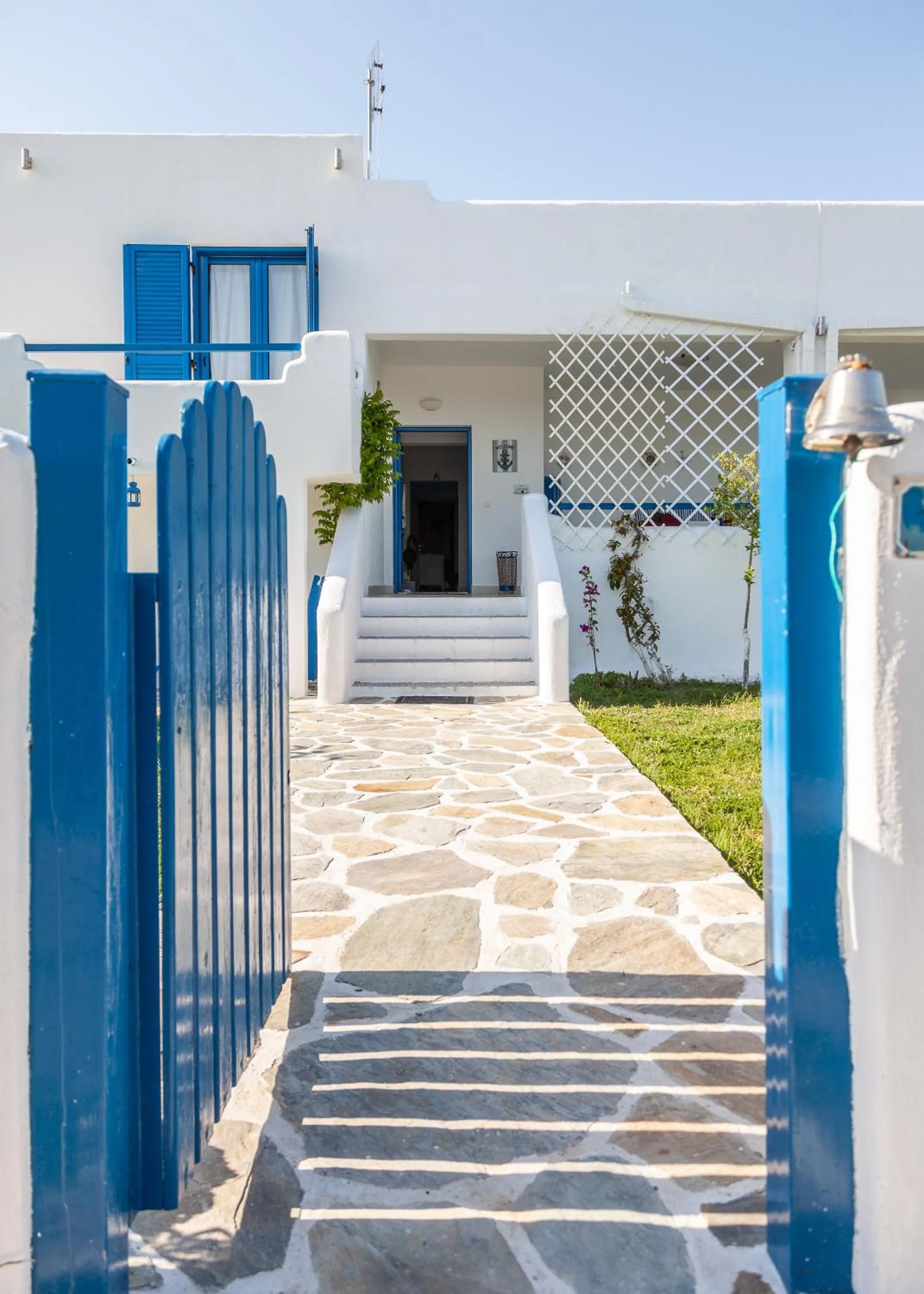 Facade/entrance in Navy Greece Villa with swimming pool & sea view