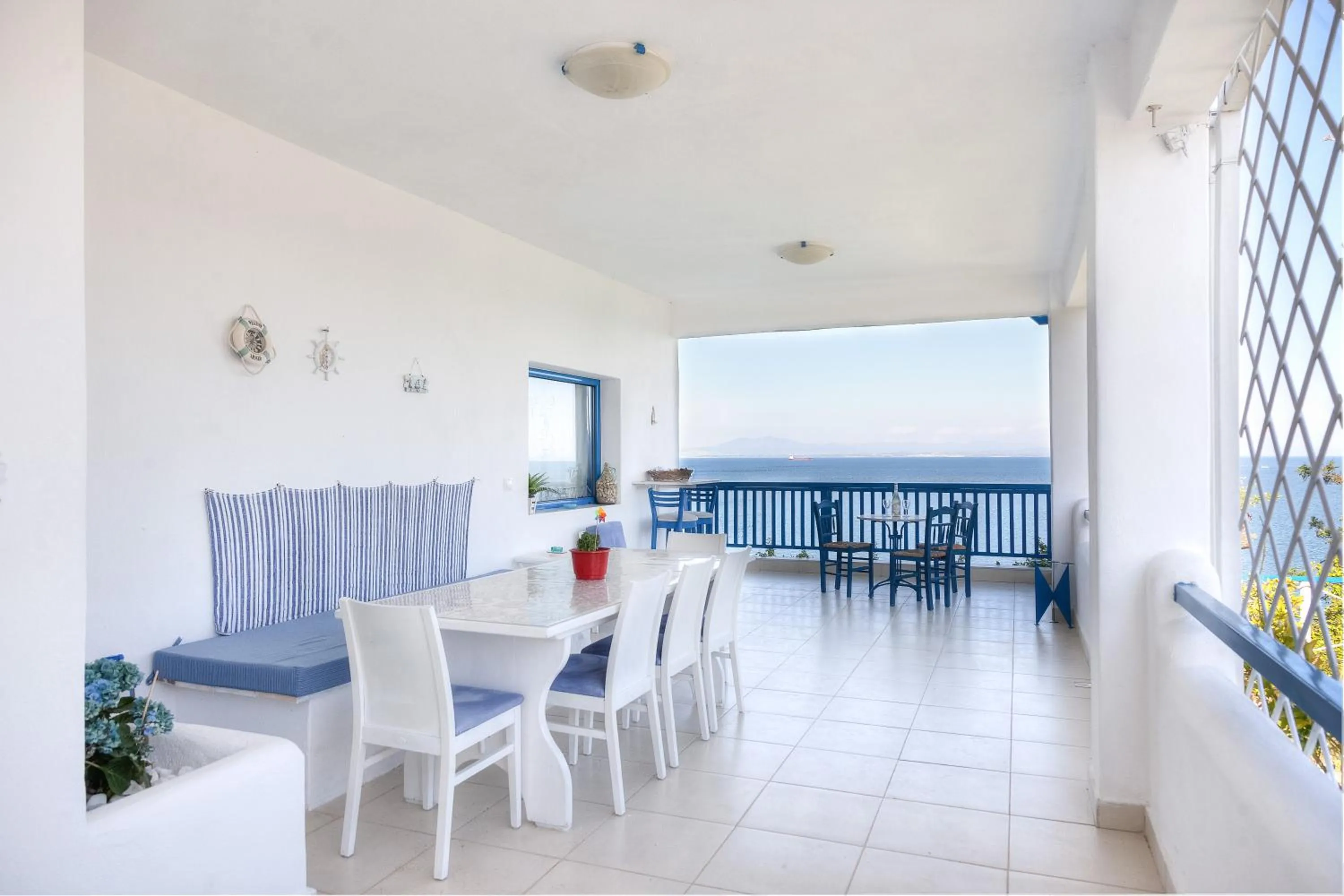 Balcony/Terrace in Navy Greece Villa with swimming pool & sea view