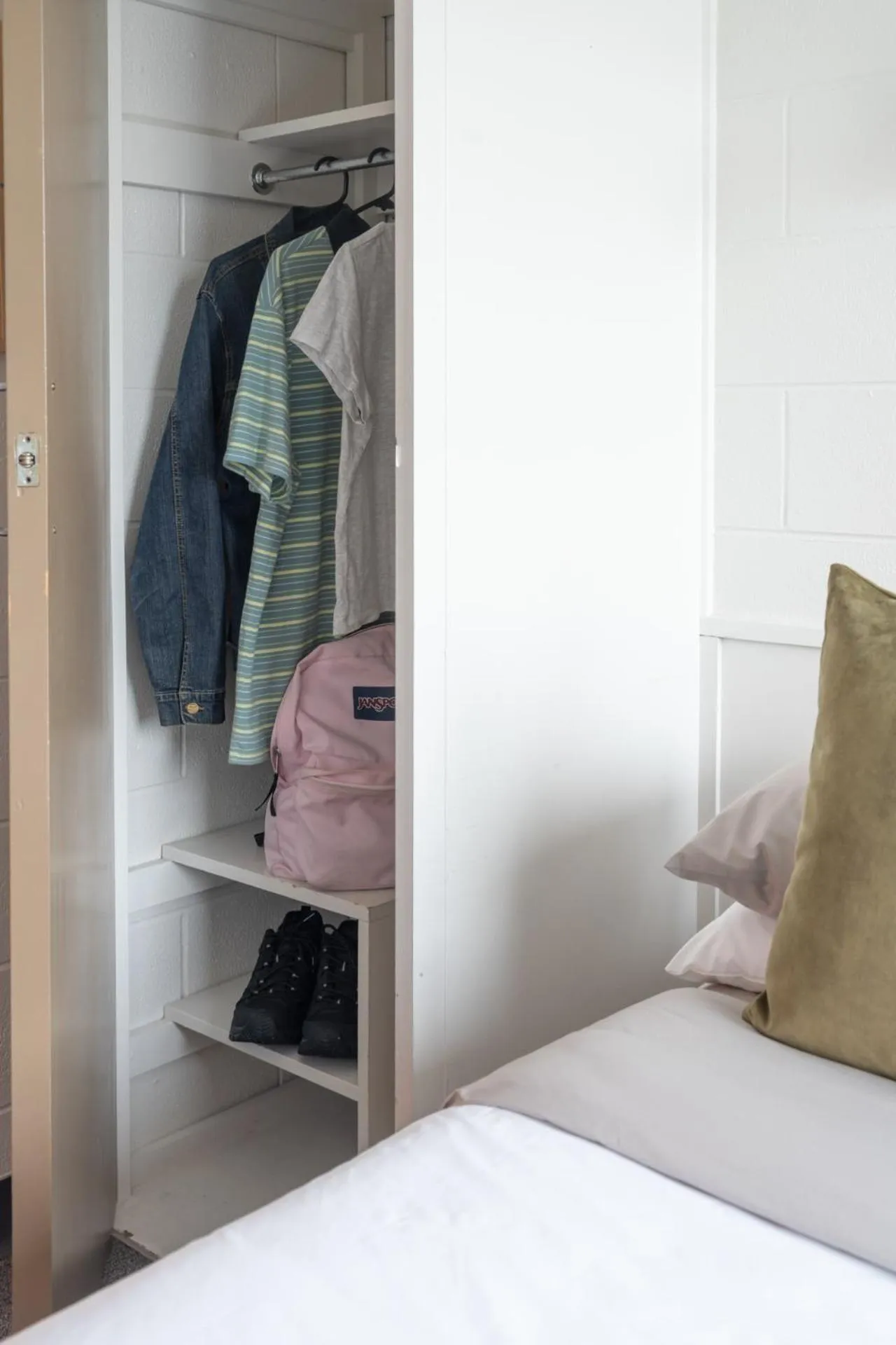 wardrobe, Bed in YMCA Hostel