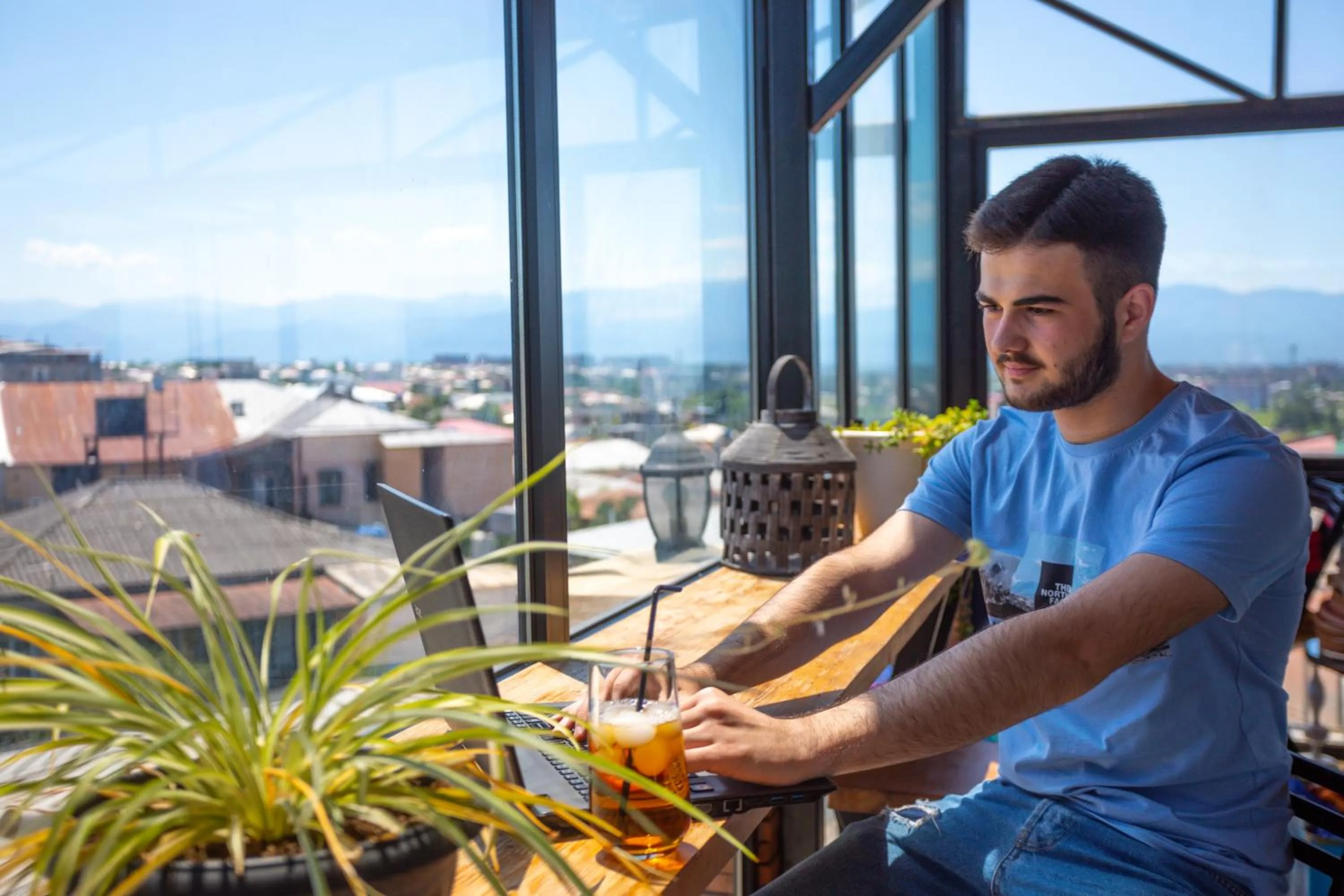 People in Hotel Terrace Kutaisi