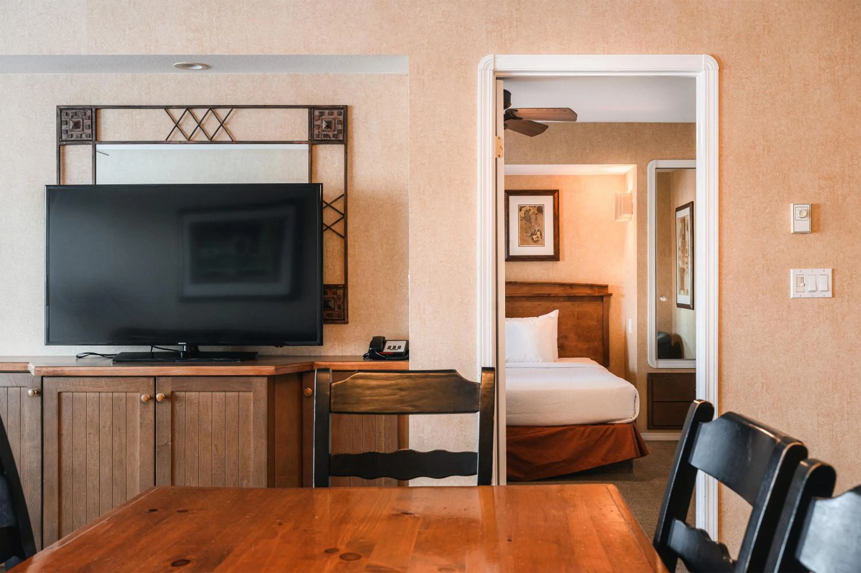 Bed in Mountain View Resort and Suites at Fairmont Hot Springs