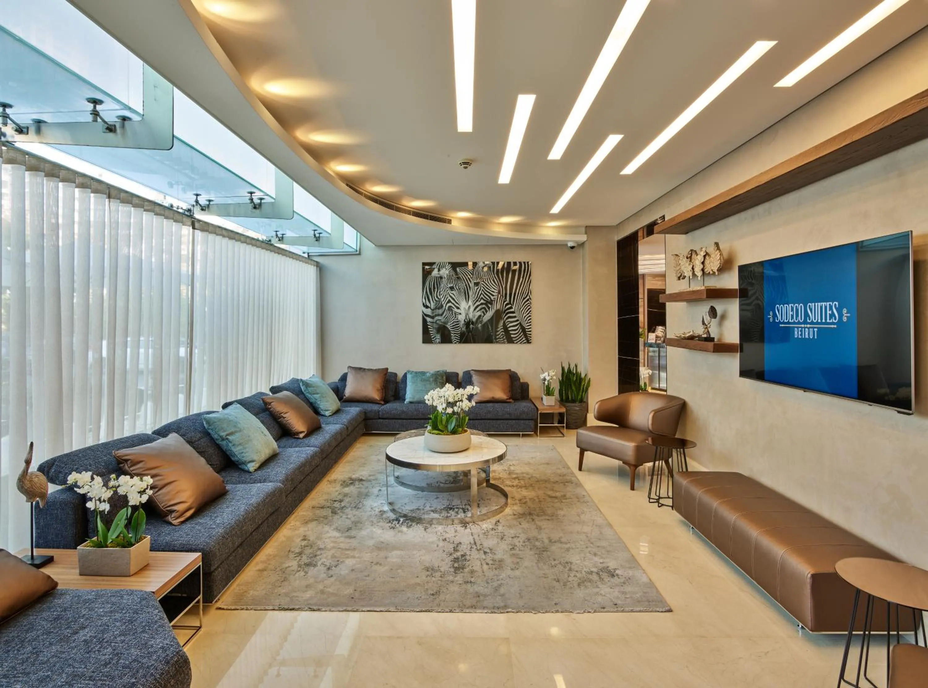 Seating area in Sodeco Suites