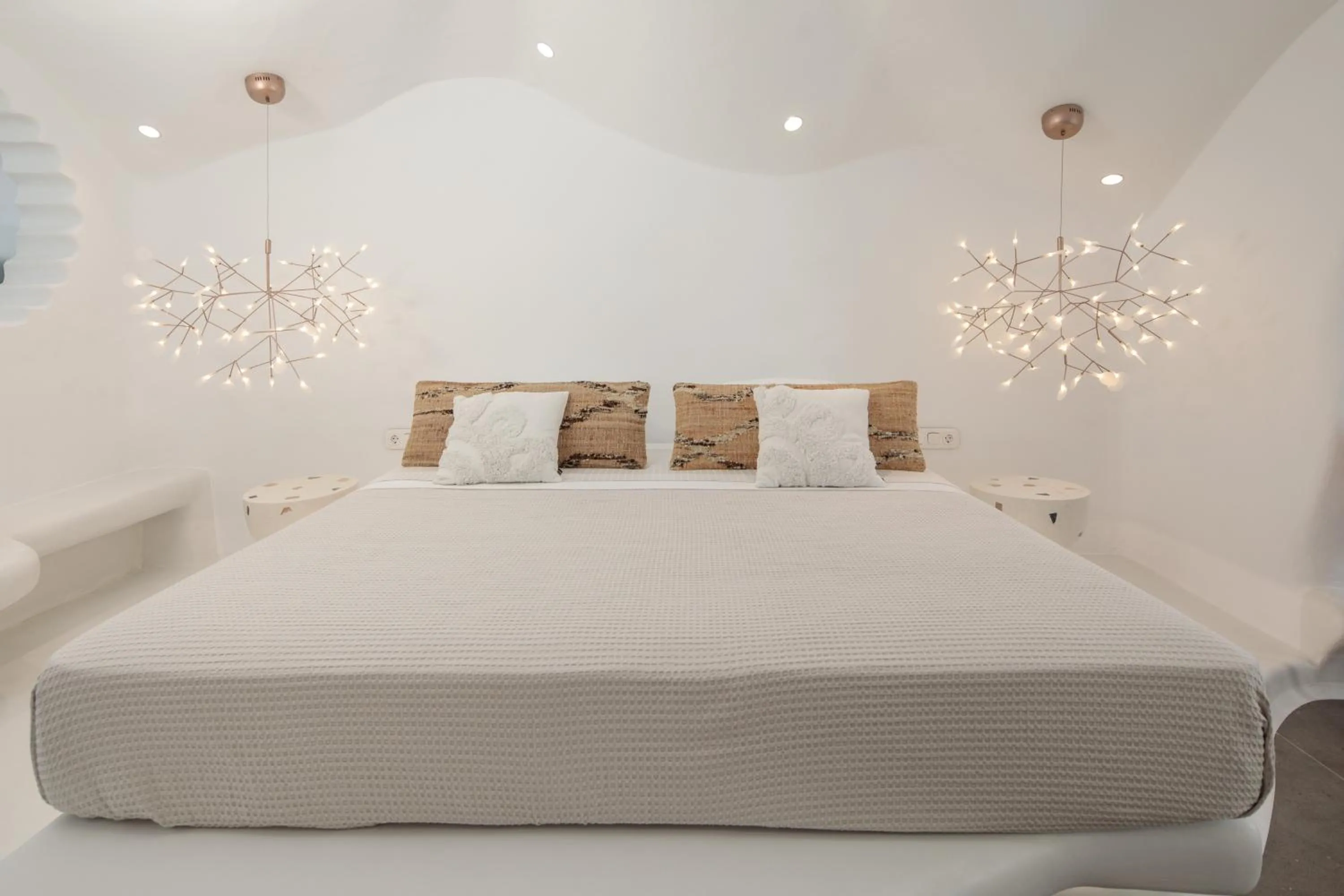 Bed in Naxos Cave Suites