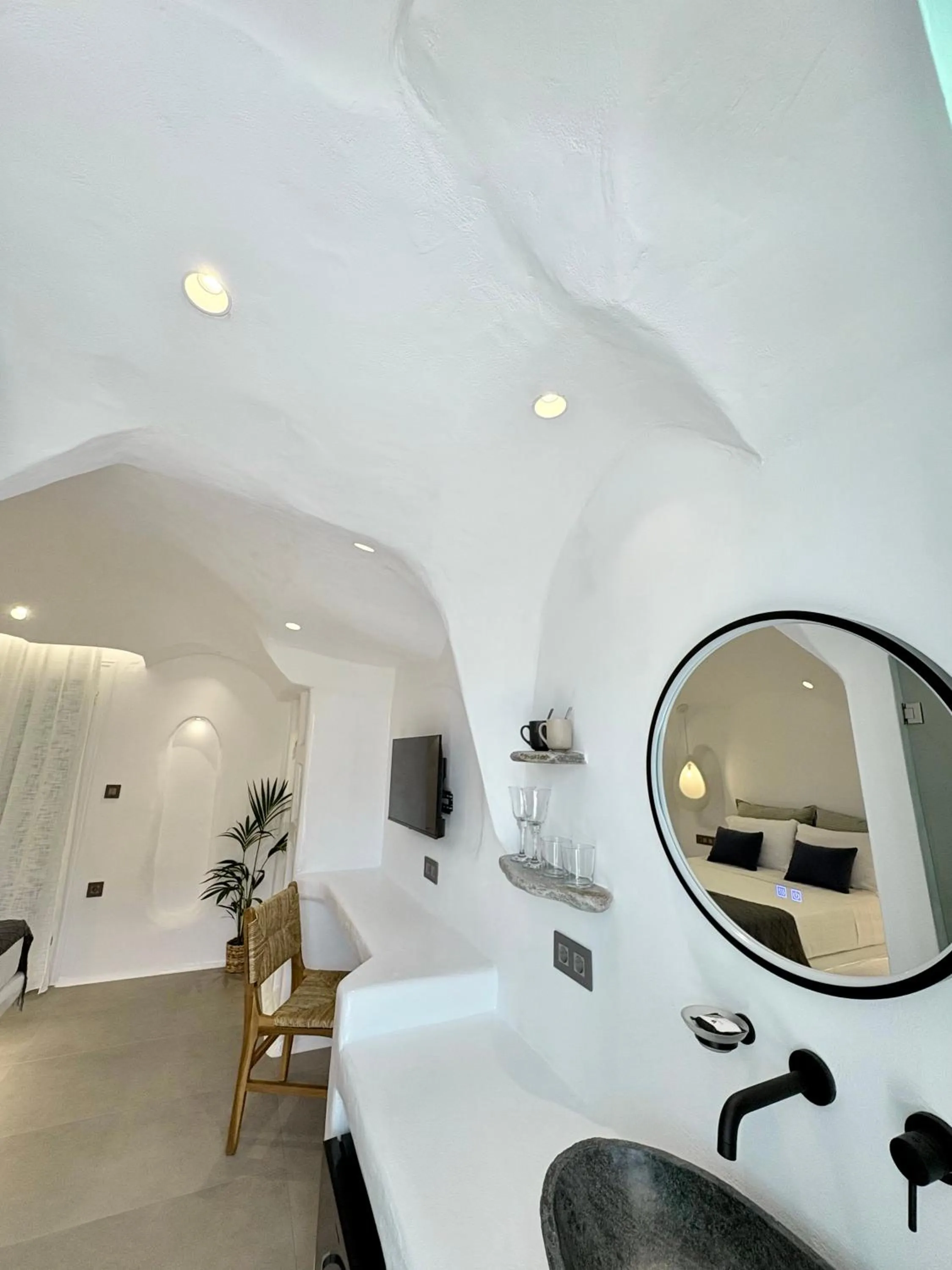 Bed in Naxos Cave Suites