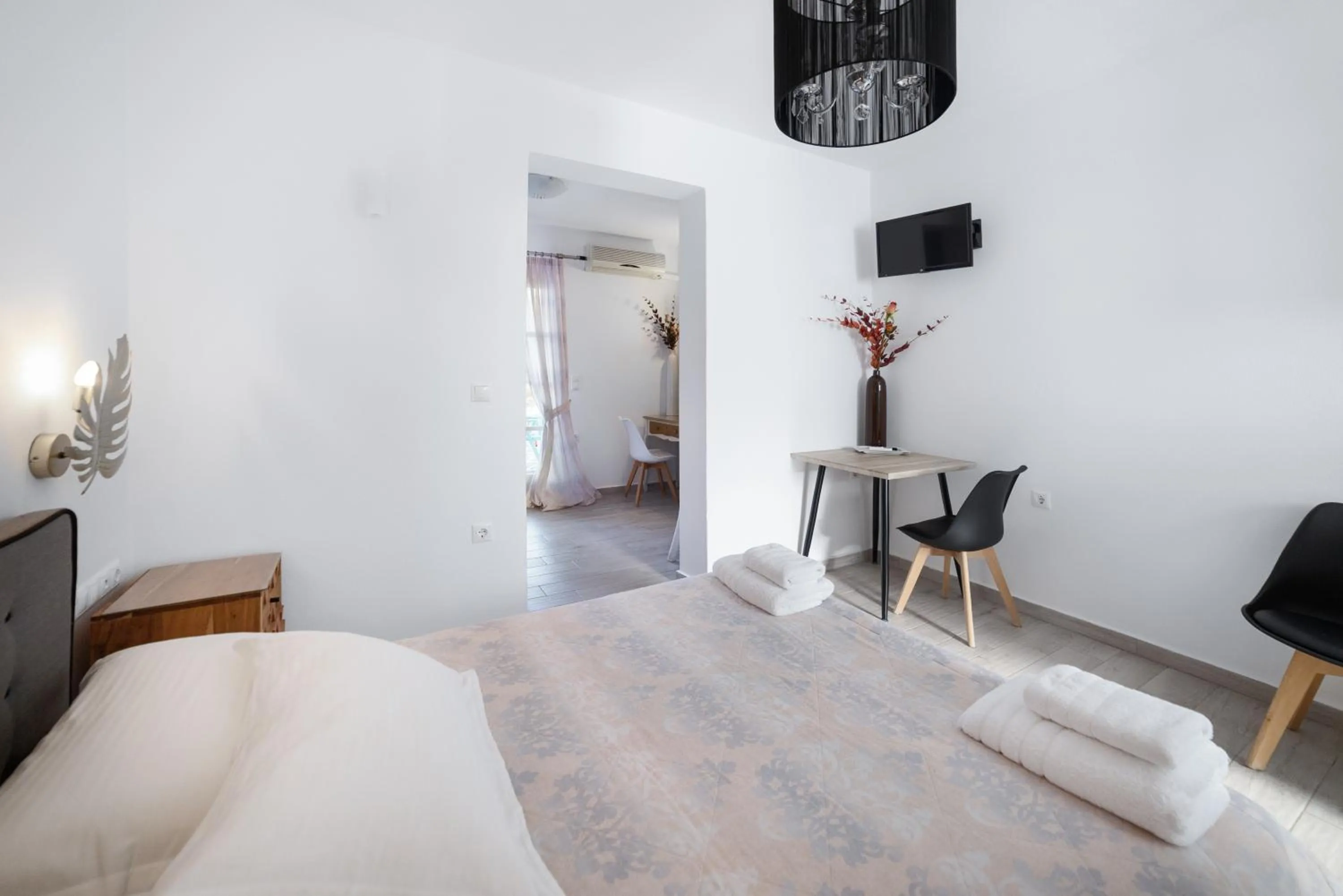 Bed in Naxos Cave Suites