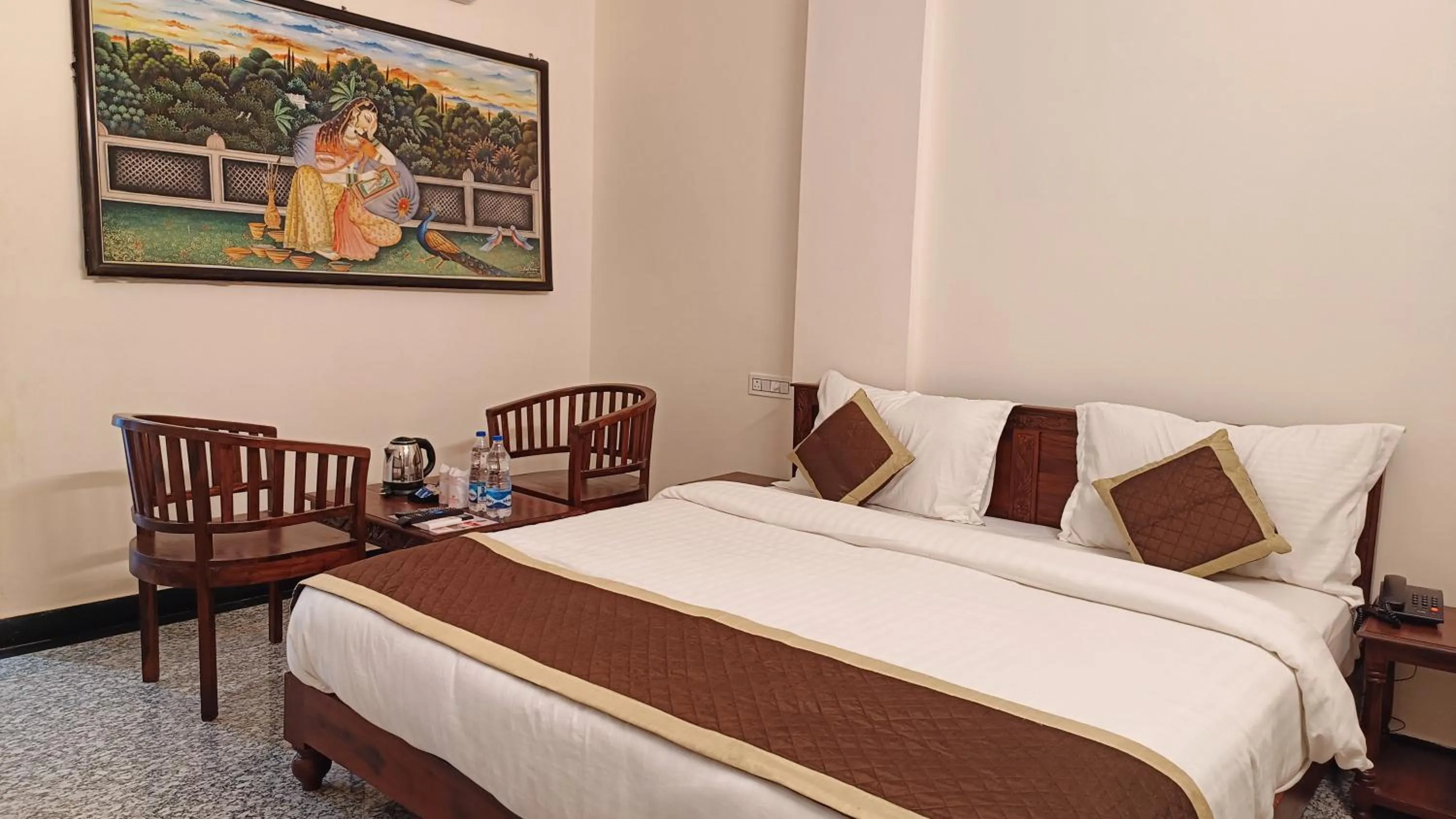 Bedroom, Bed in Teerth Palace Pushkar