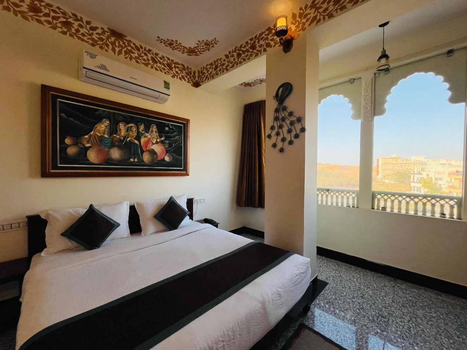View (from property/room), Bed in Teerth Palace Pushkar