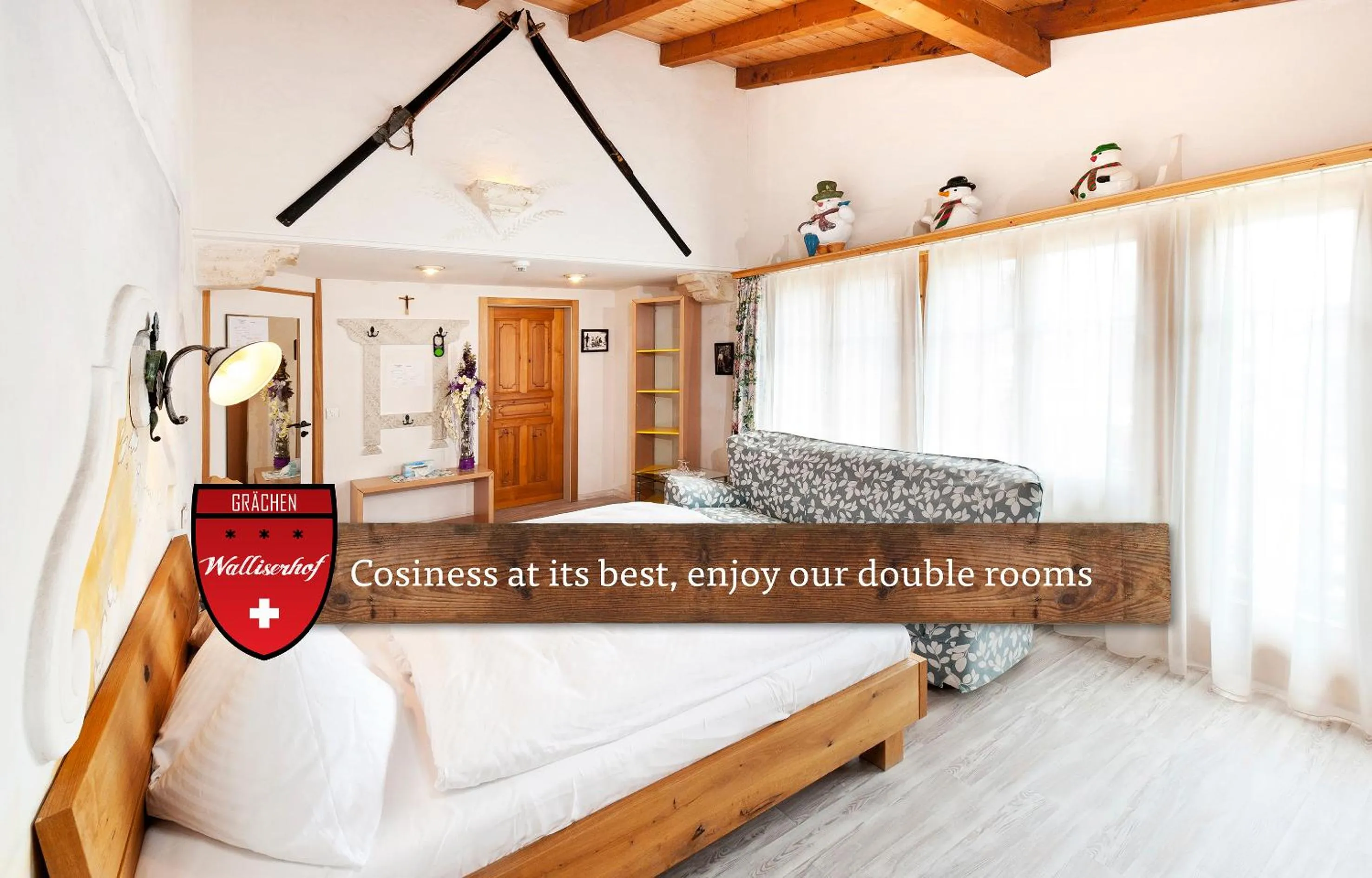 Seating area, Bed in Hotel Walliserhof - The Dom Collection