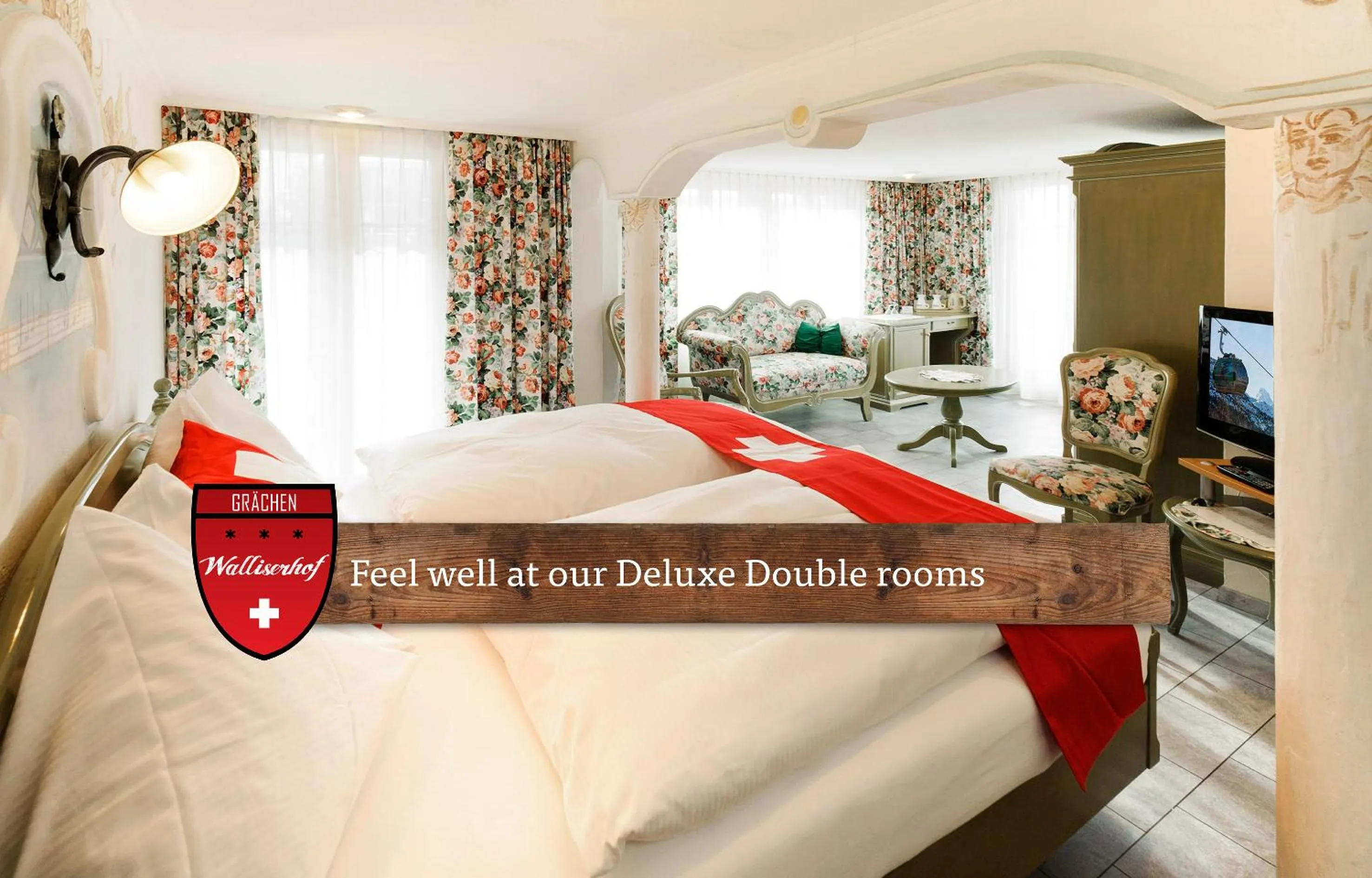 TV and multimedia, Bed in Hotel Walliserhof - The Dom Collection