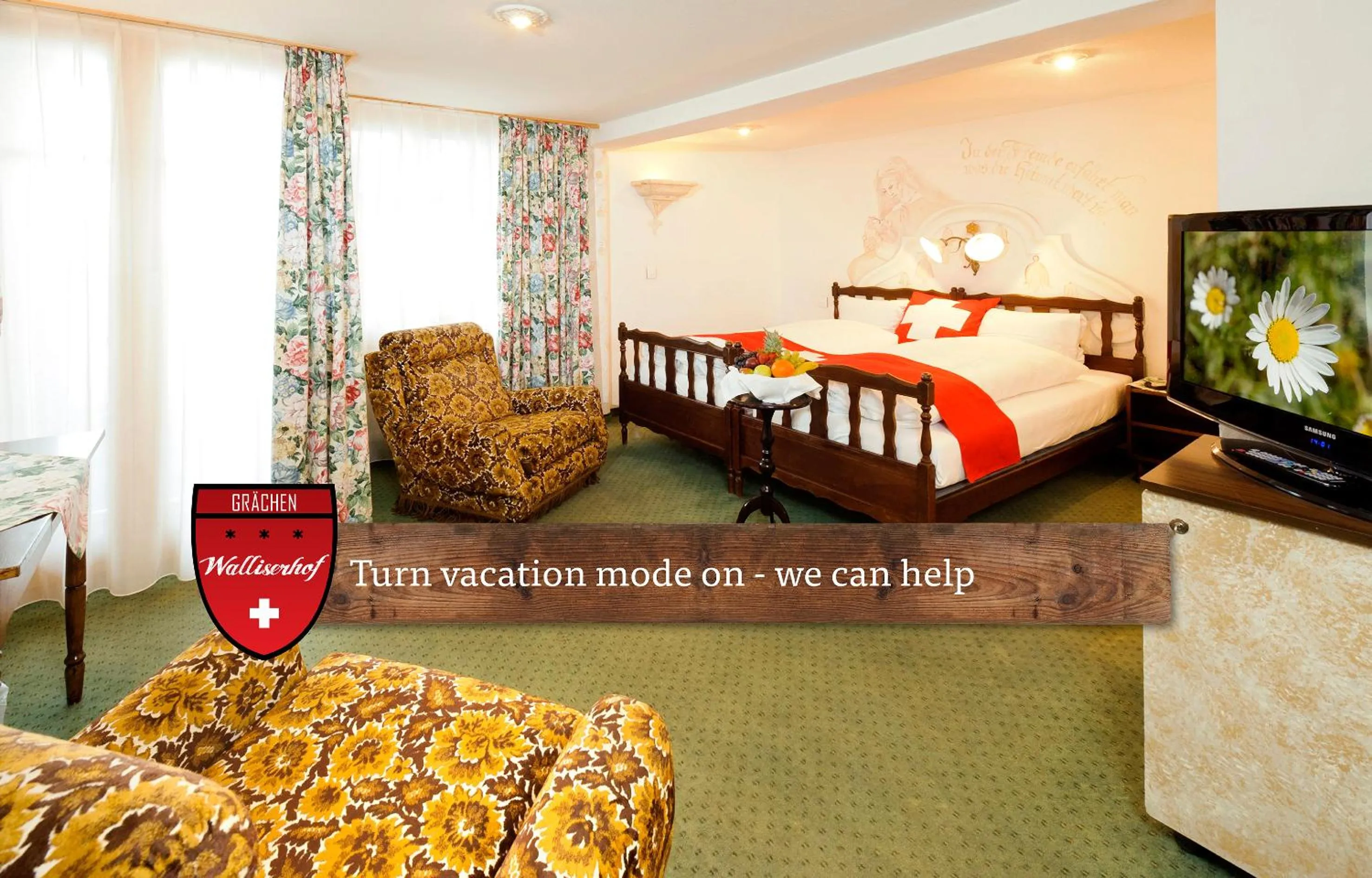 TV and multimedia, Bed in Hotel Walliserhof - The Dom Collection