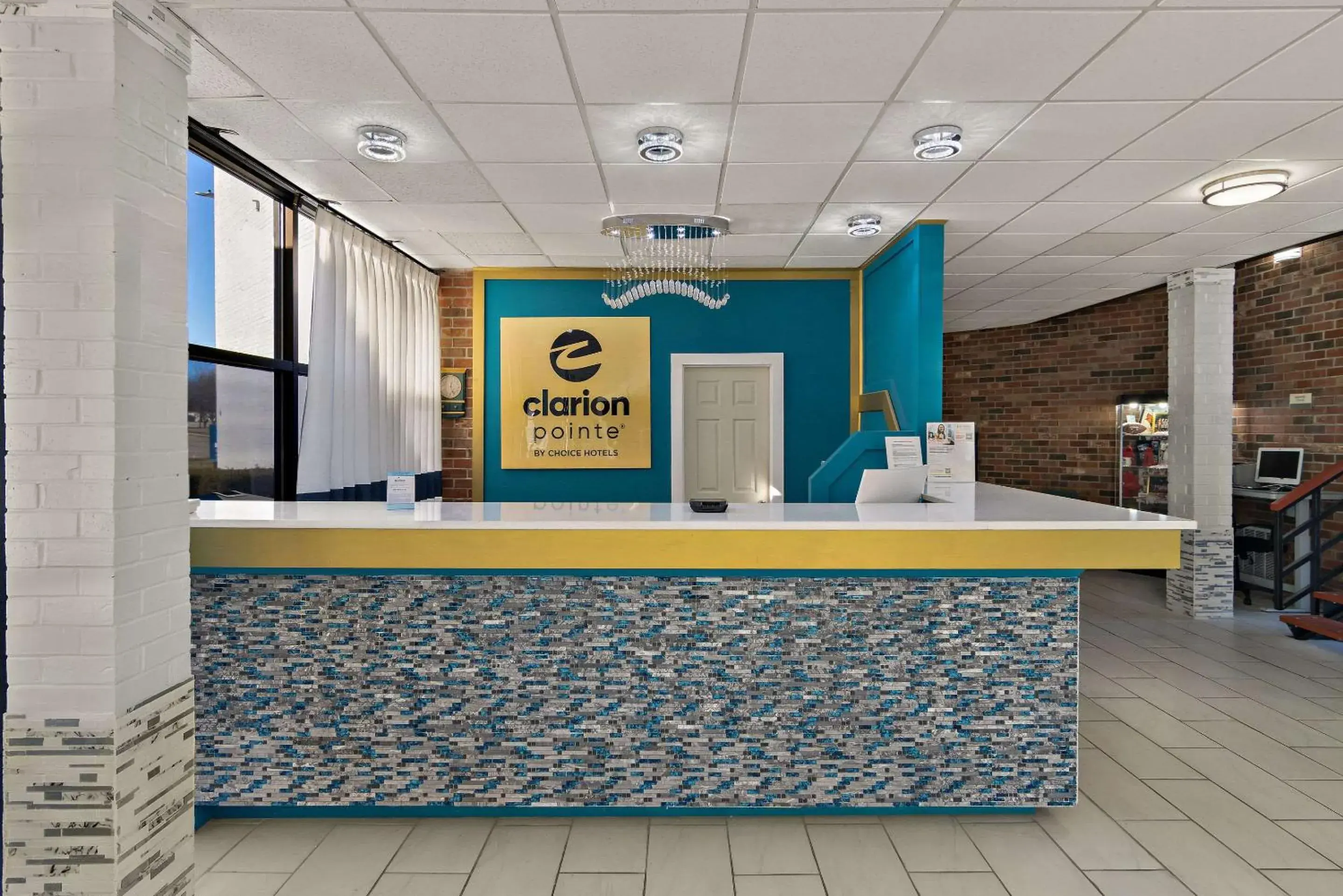 Lobby or reception in Clarion Pointe Bloomington-Normal near I-55 and University Lobby or reception in Clarion Pointe Bloomington-Normal near I-55 and University