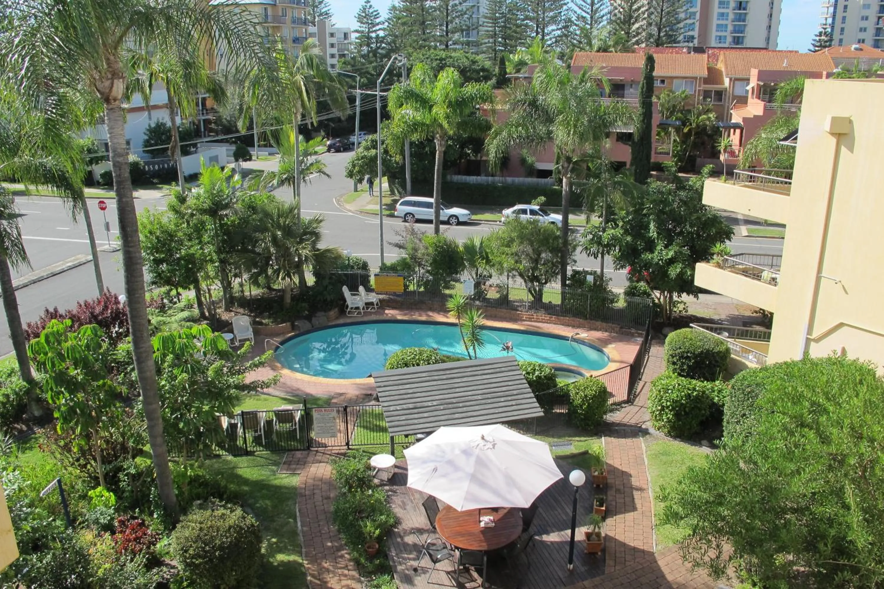 Pool view in Grangewood Court Apartments