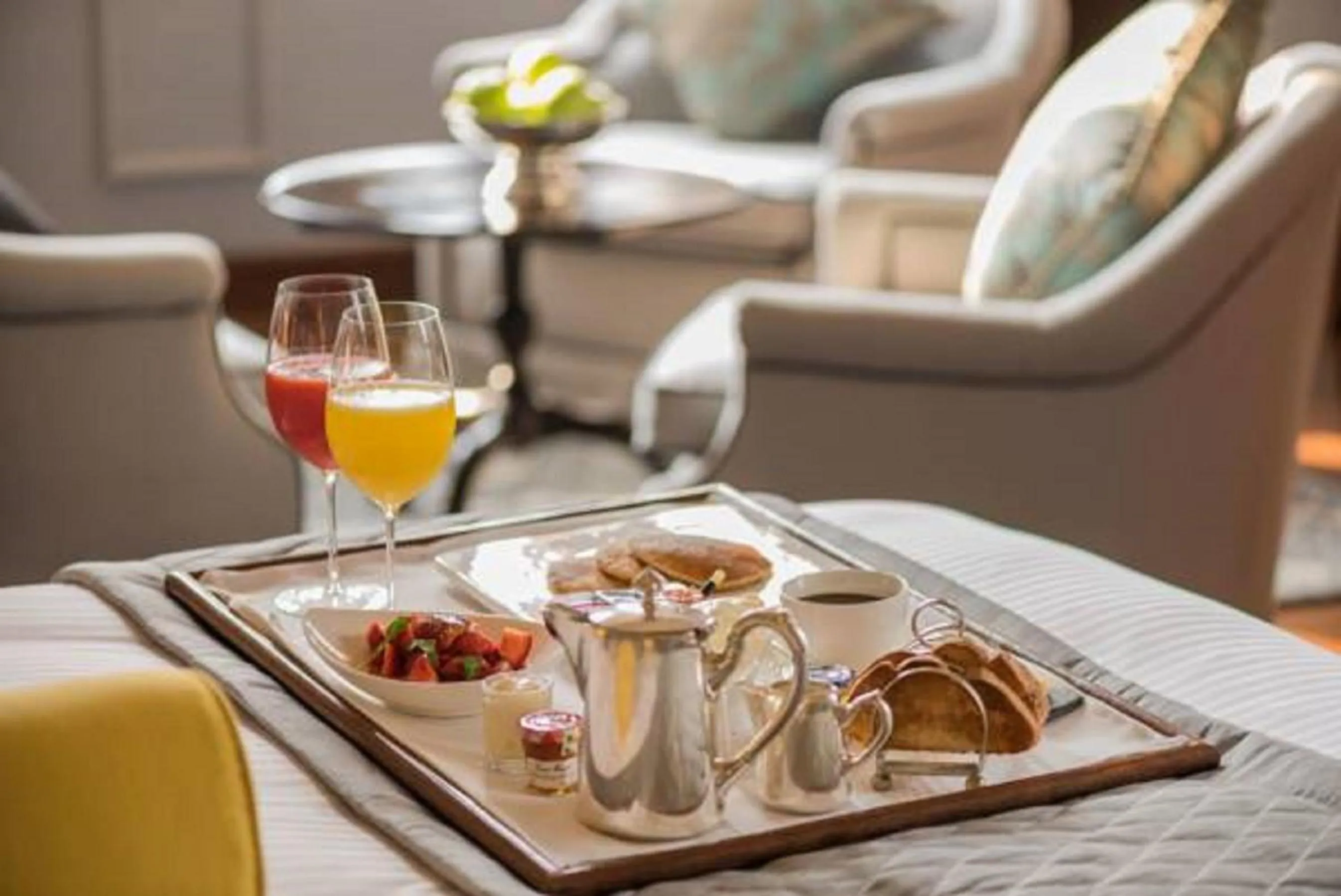 Seating area in The Strand, Yangon