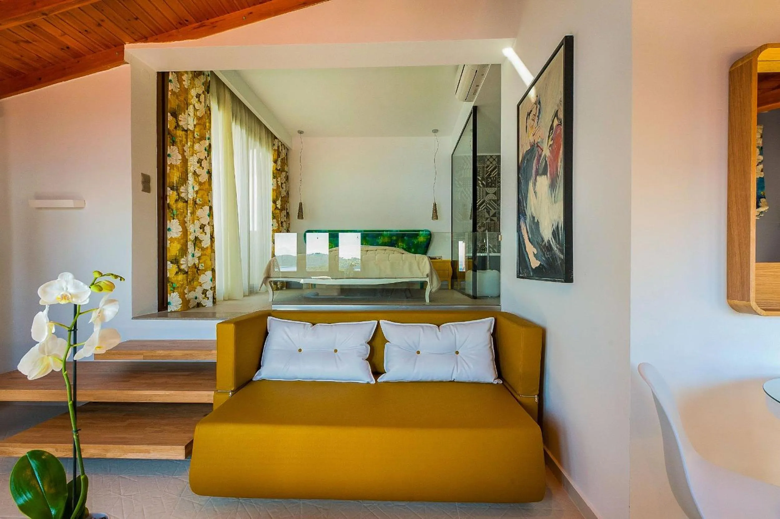 Living room, Bed in Thalassokipos