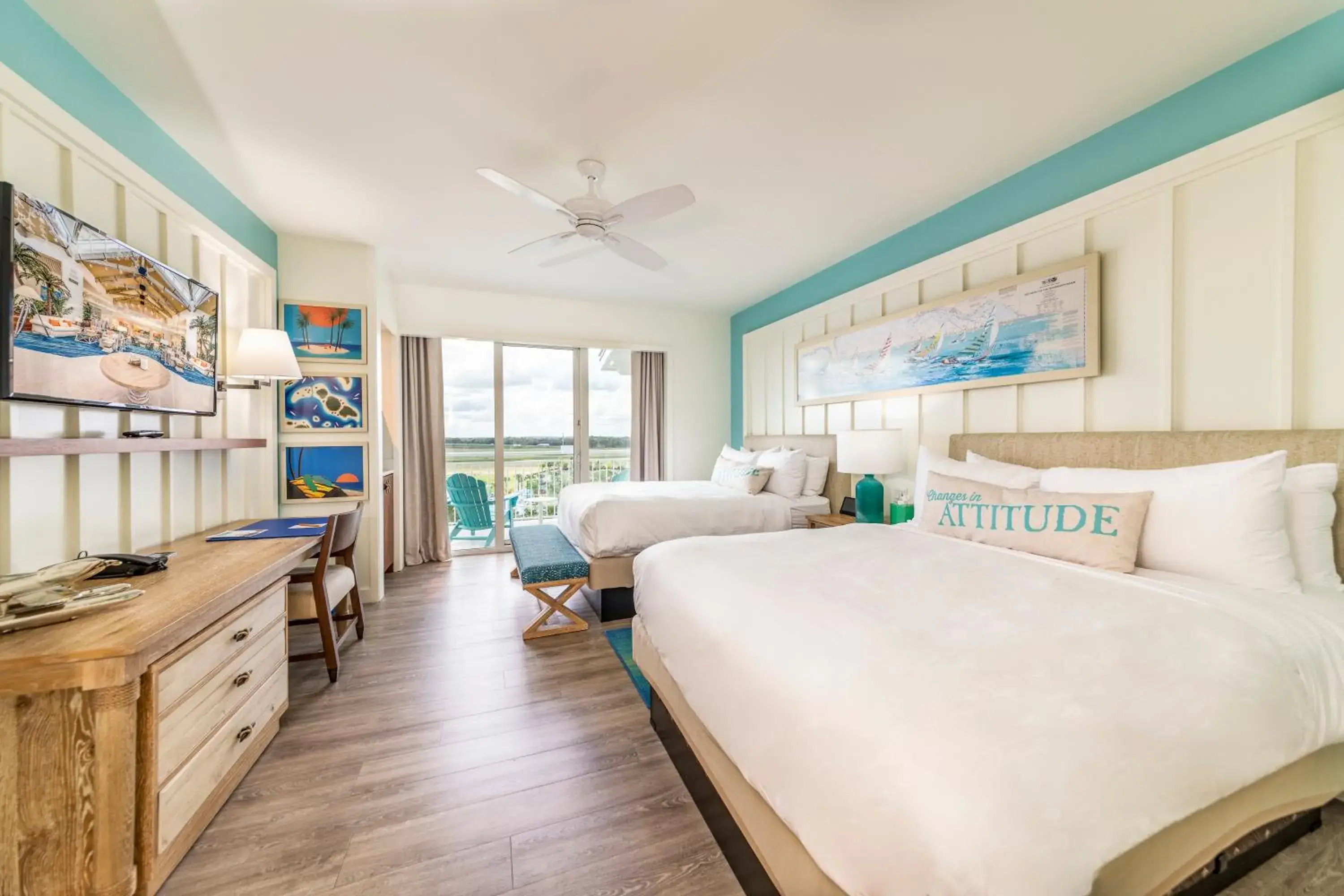 Bedroom, Bed in Margaritaville Resort Orlando with H2O Waterpark Bedroom, Bed in Margaritaville Resort Orlando with H2O Waterpark