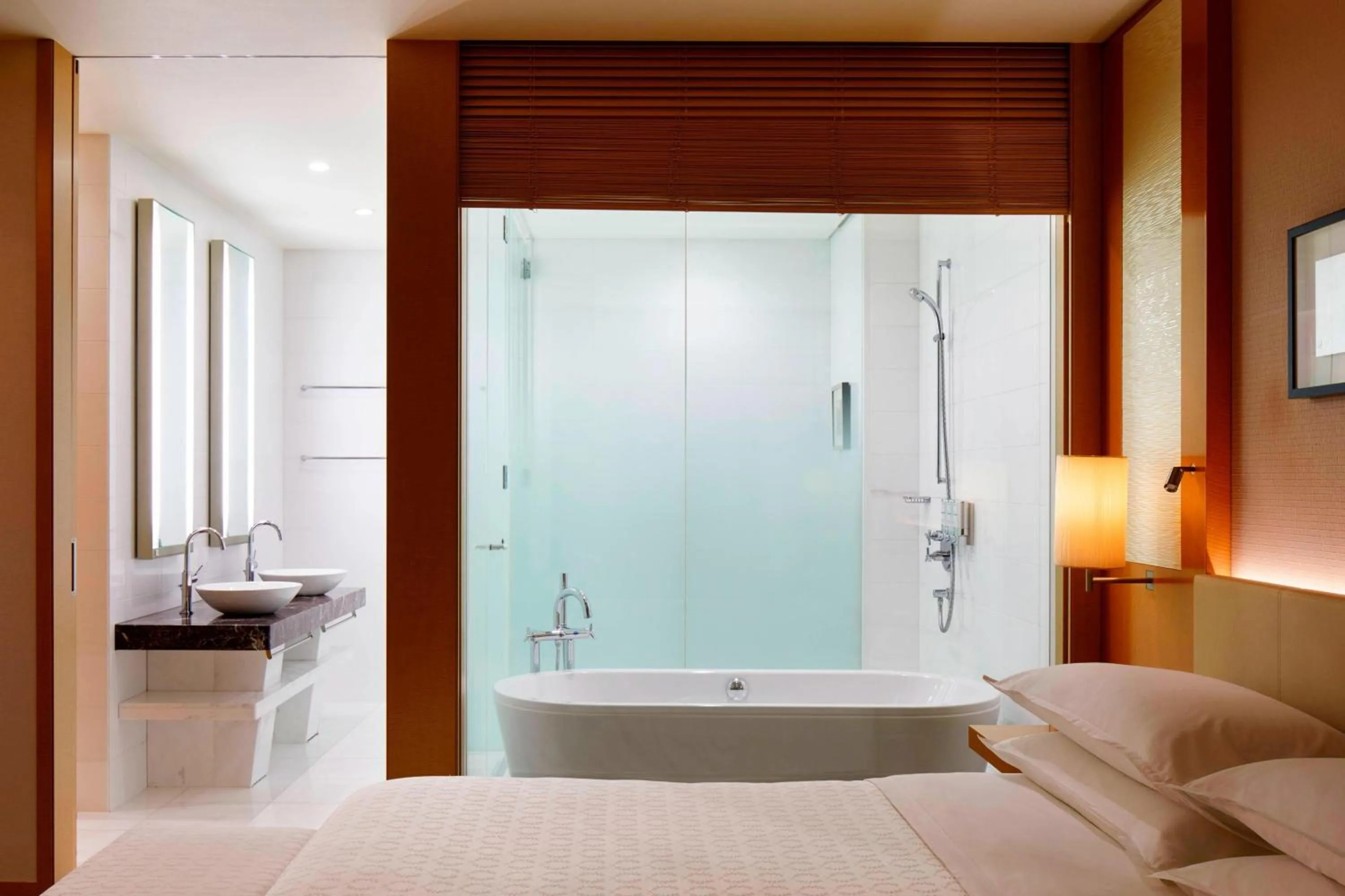 Bathroom, Bed in Sheraton Grand Hiroshima Hotel