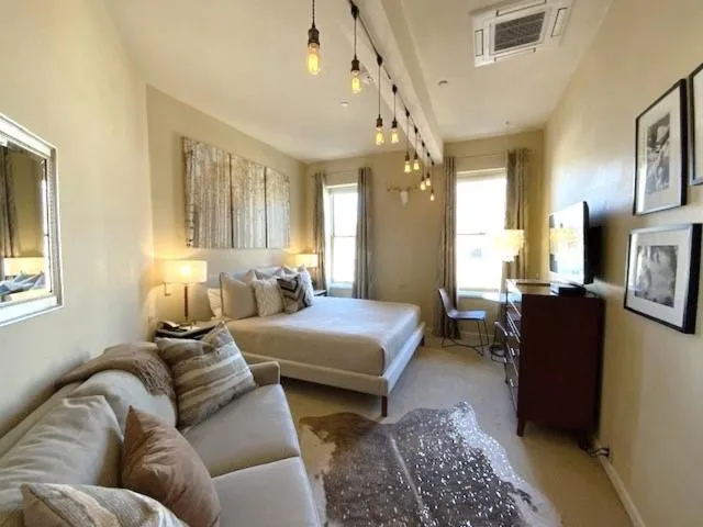 Photo of the whole room, Bed in Independence Square 304, Stylish Hotel Room with Downtown Views & Great Location