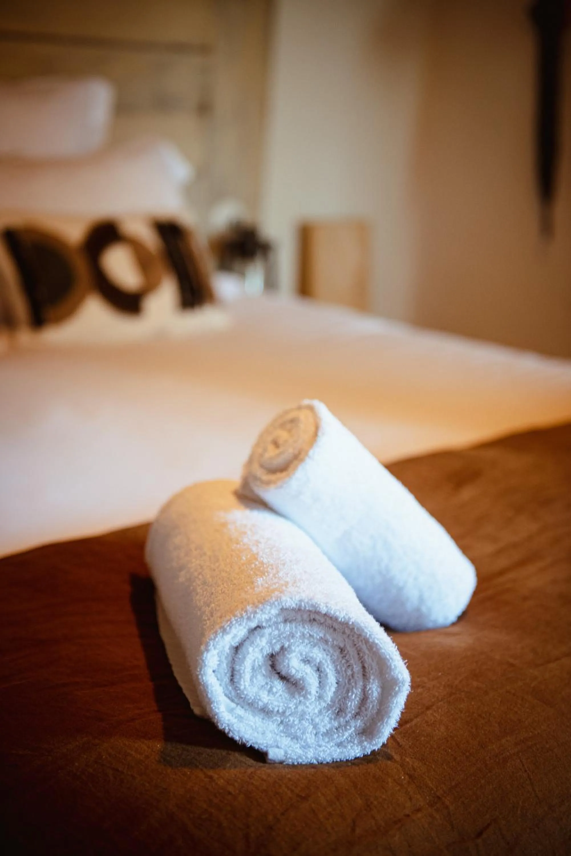 towels, Bed in Ranch Campo Palombaggia