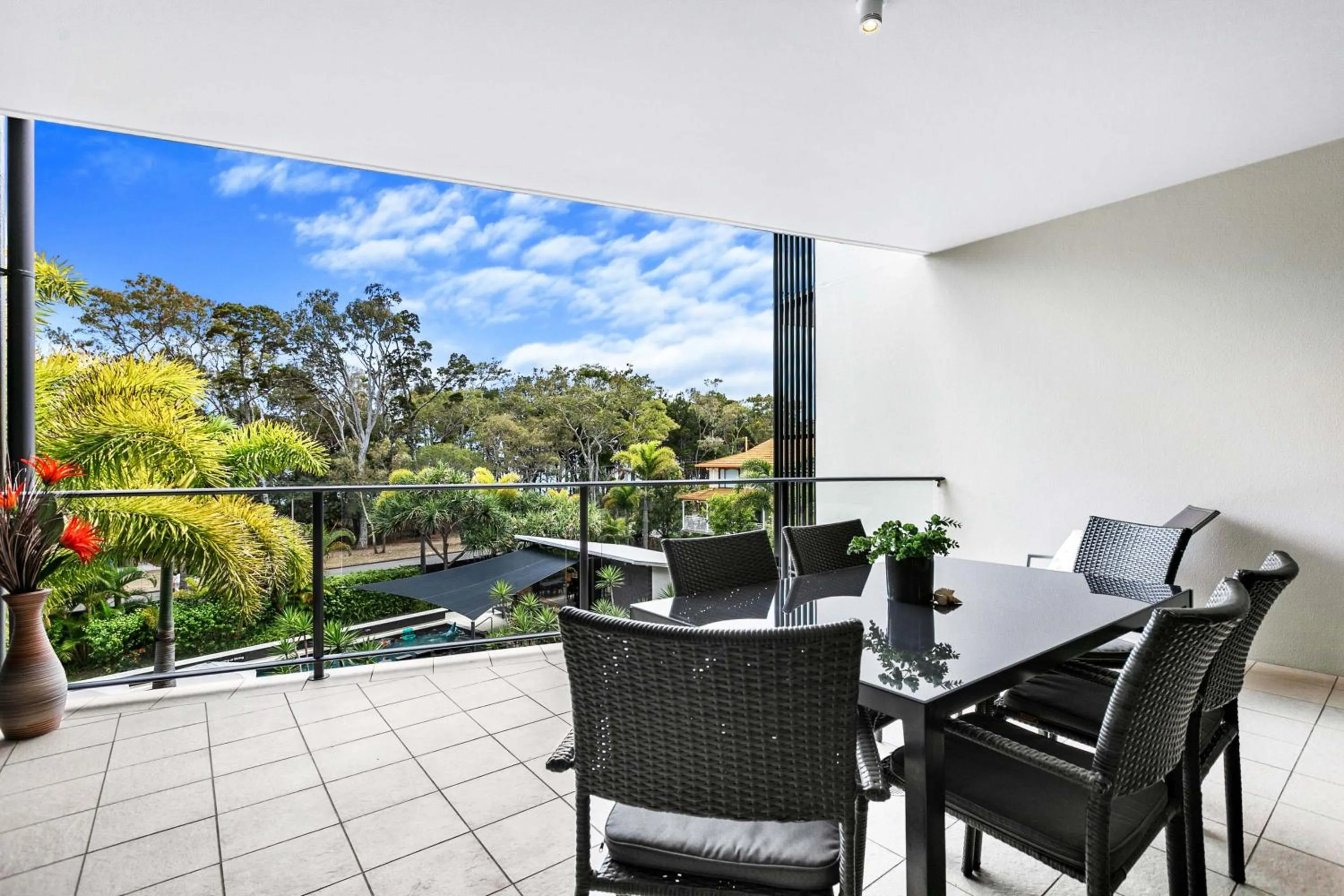 Pool view in The Bay Apartments