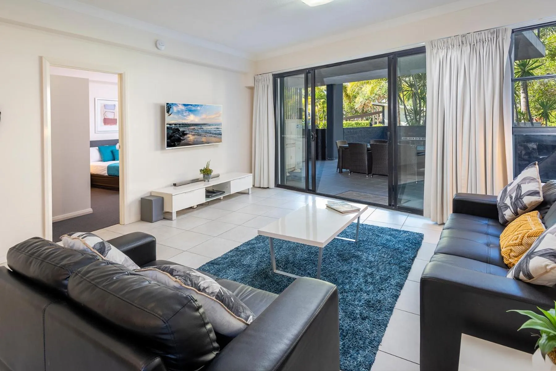 Living room in The Bay Apartments