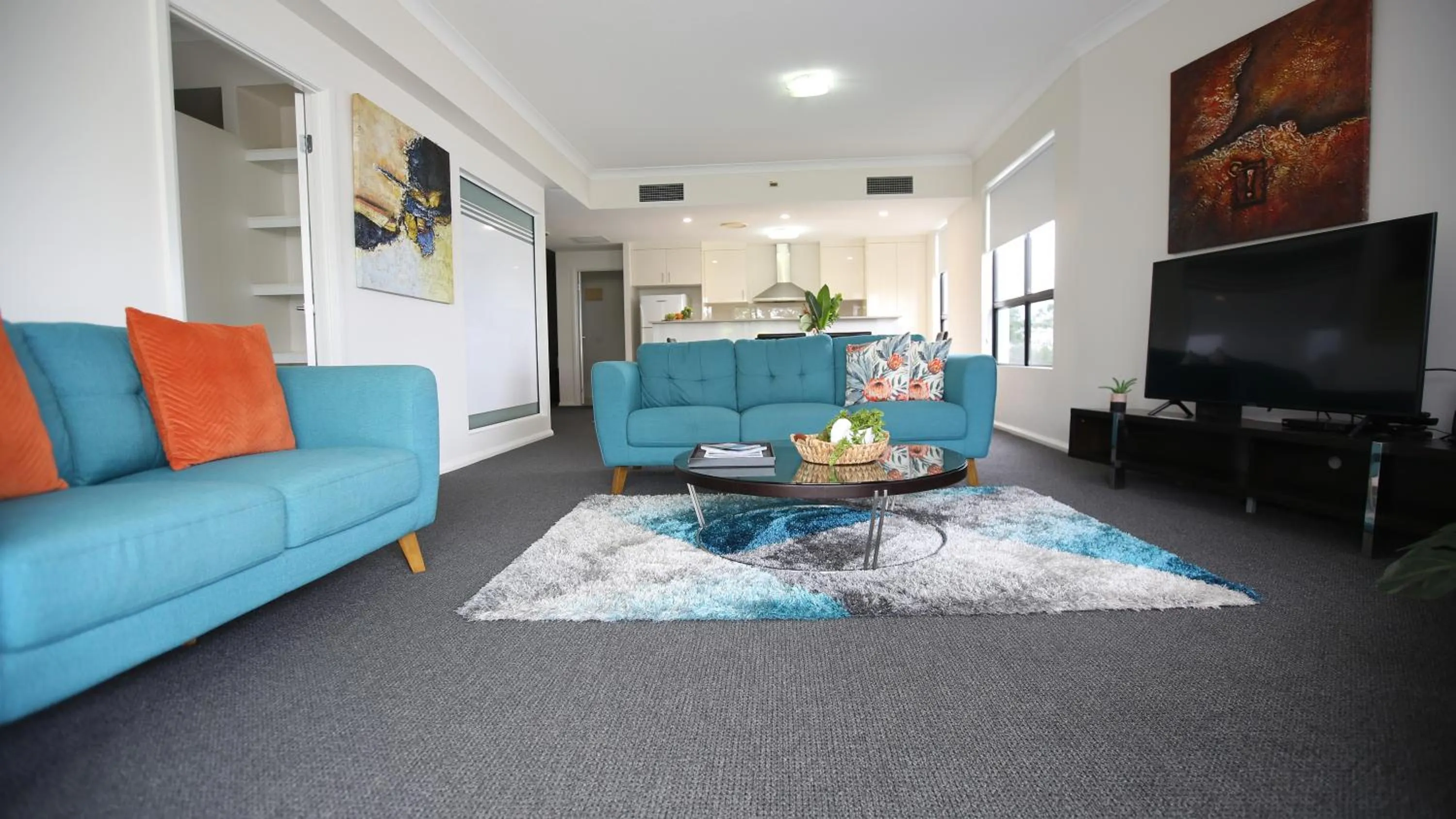 Seating area in The Bay Apartments