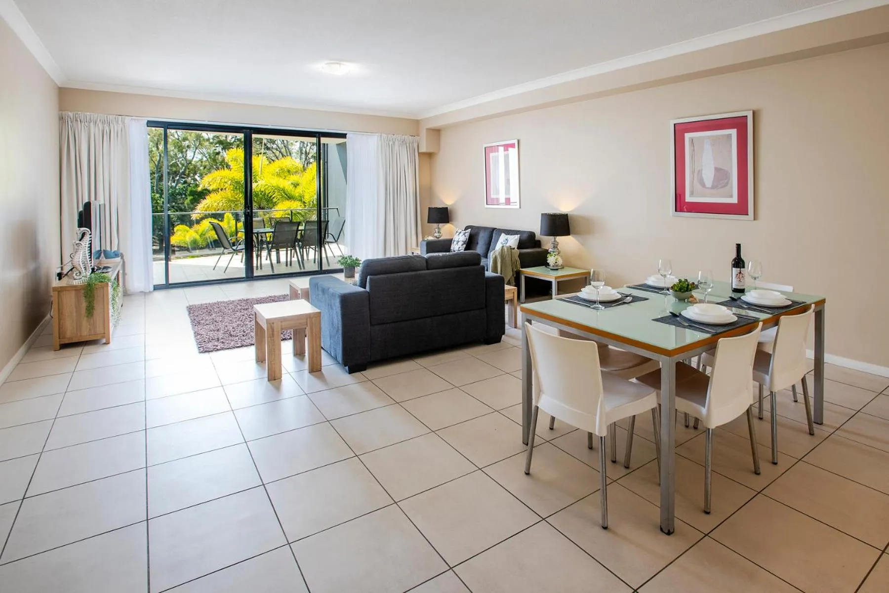 Living room in The Bay Apartments