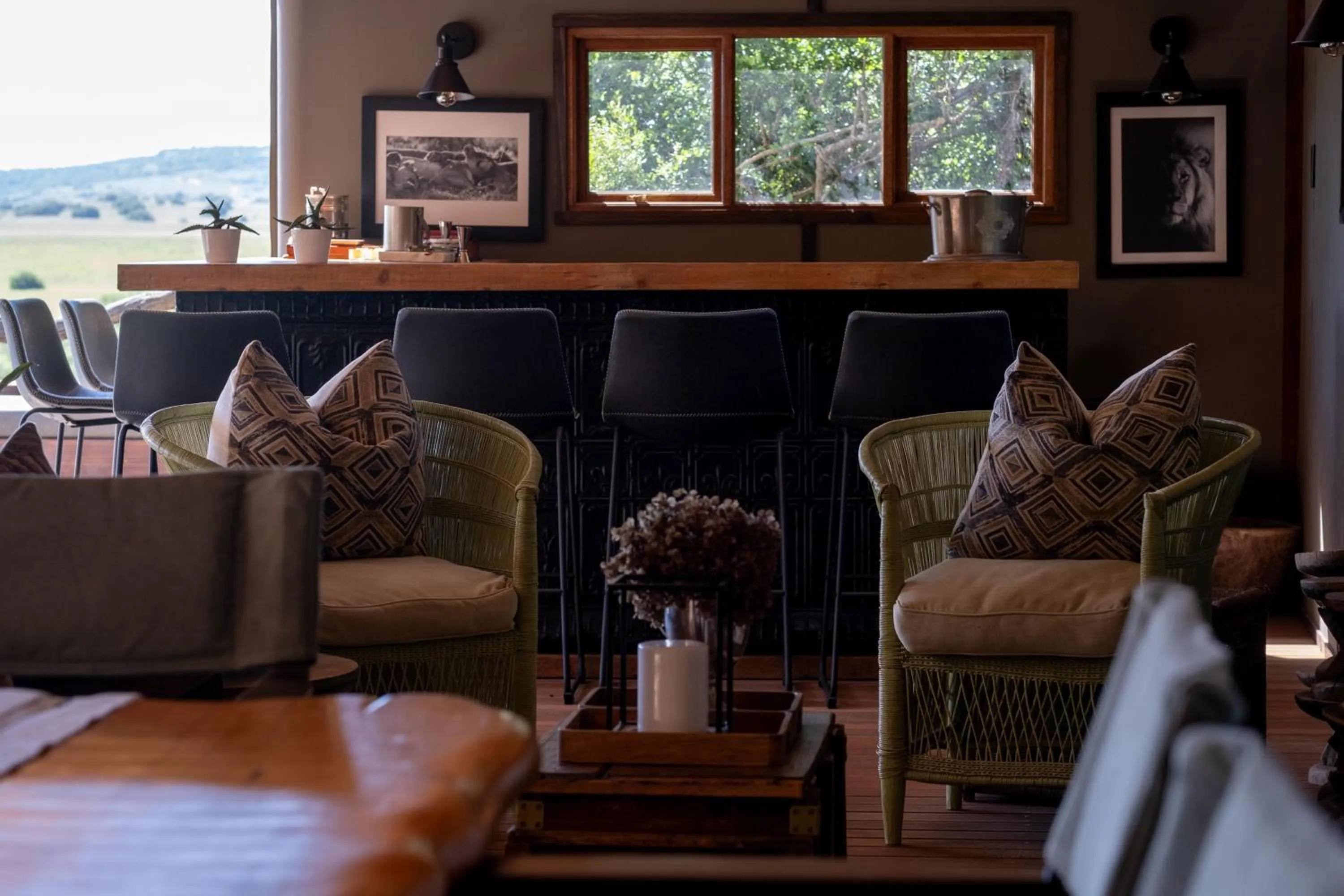 Lounge or bar in HillsNek Safari Camp – Amakhala Game Reserve