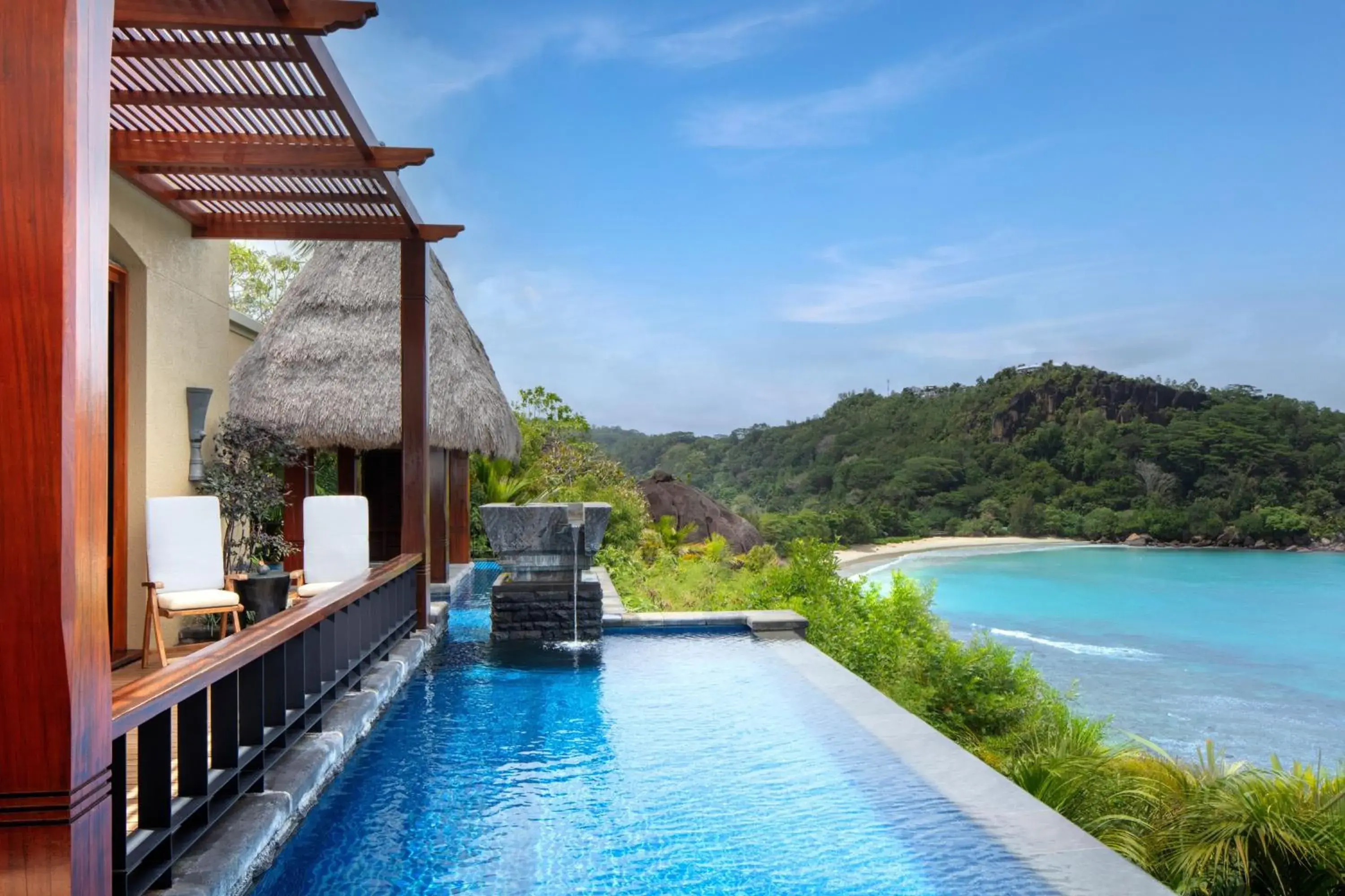 Pool view in Anantara Maia Seychelles Villas Pool view in Anantara Maia Seychelles Villas