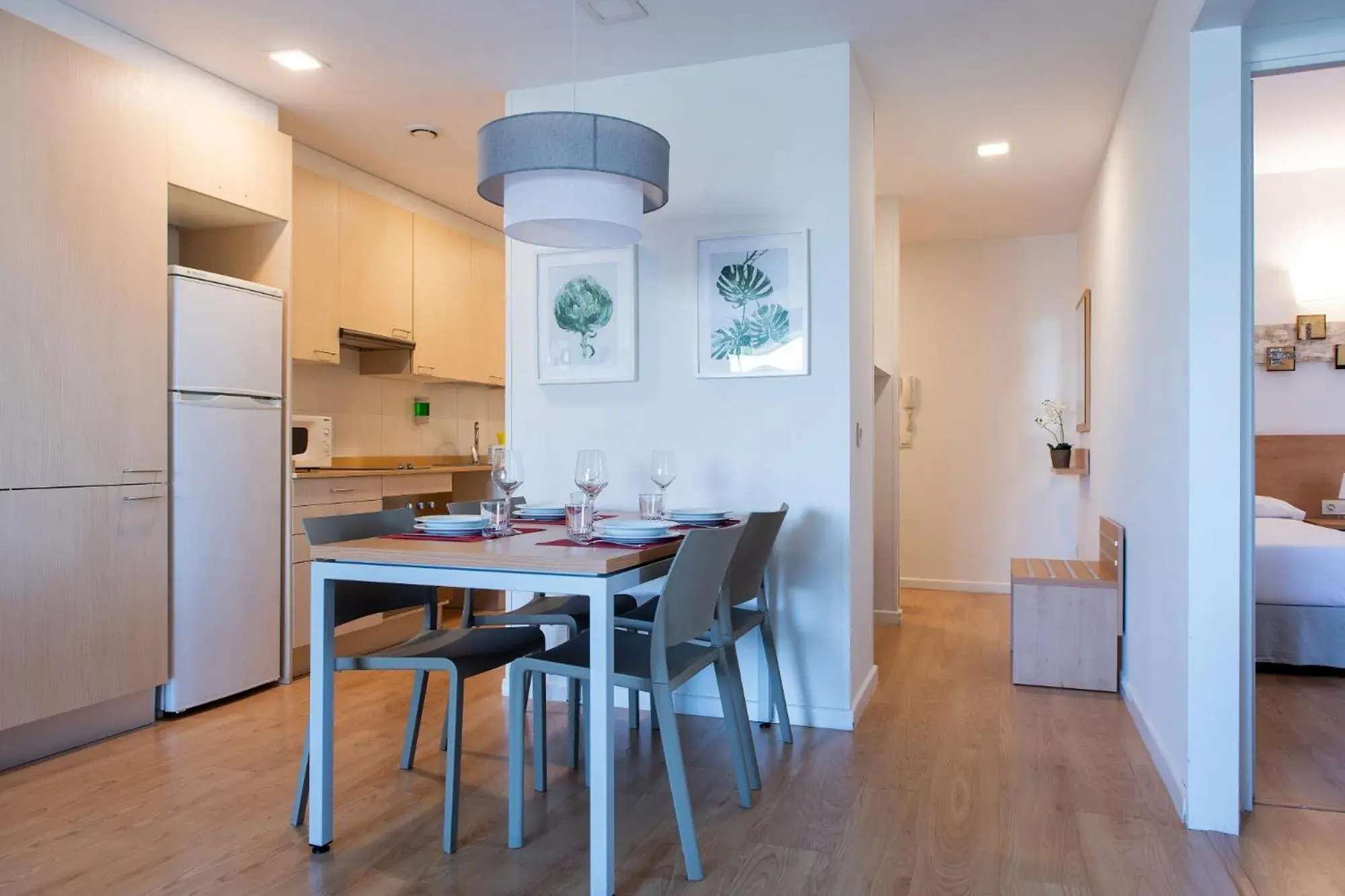 Dining area, Bed in Apartamentos Aura Park Fira BCN Dining area, Bed in Apartamentos Aura Park Fira BCN