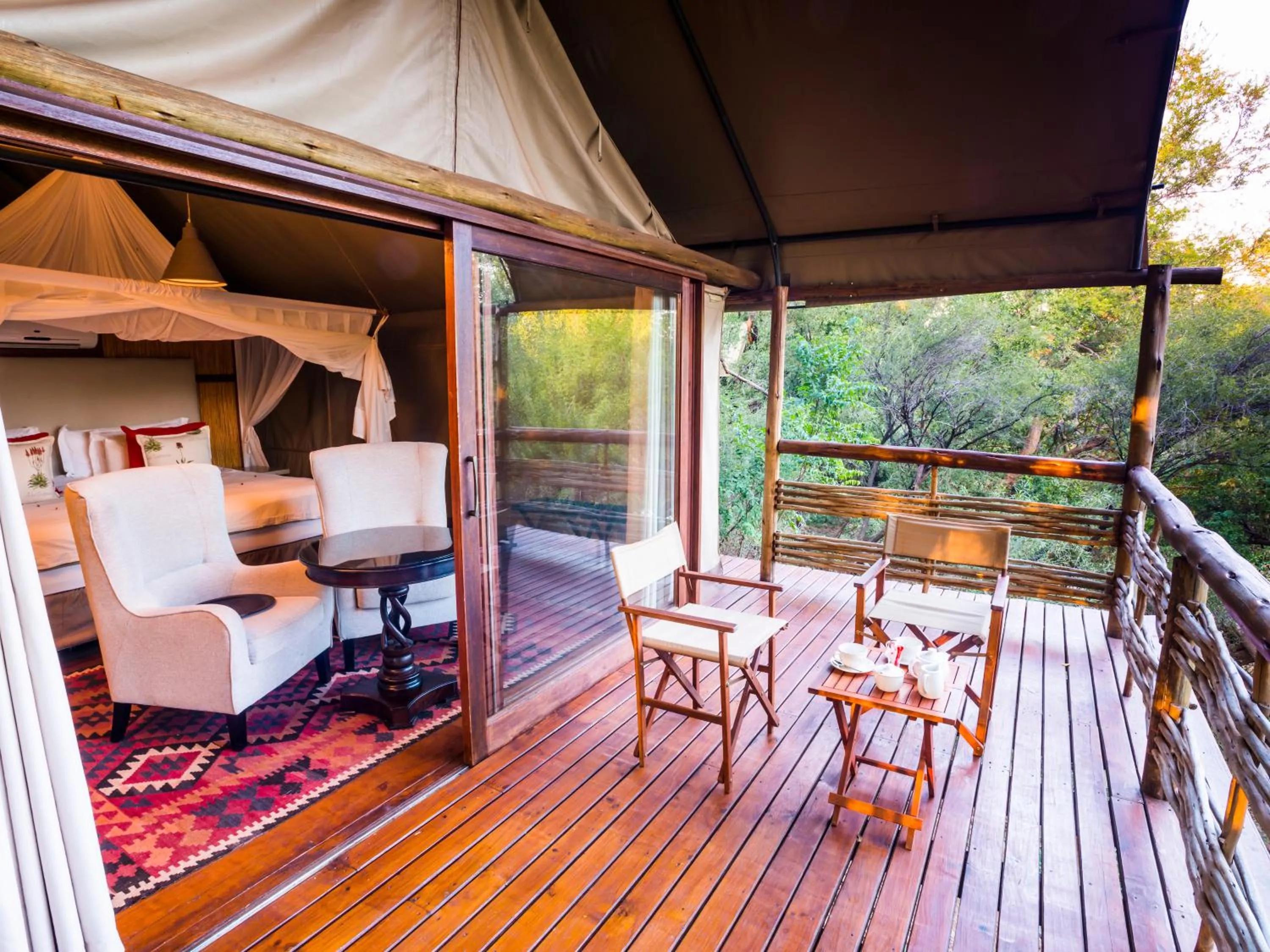 Patio in aha Thakadu River Camp