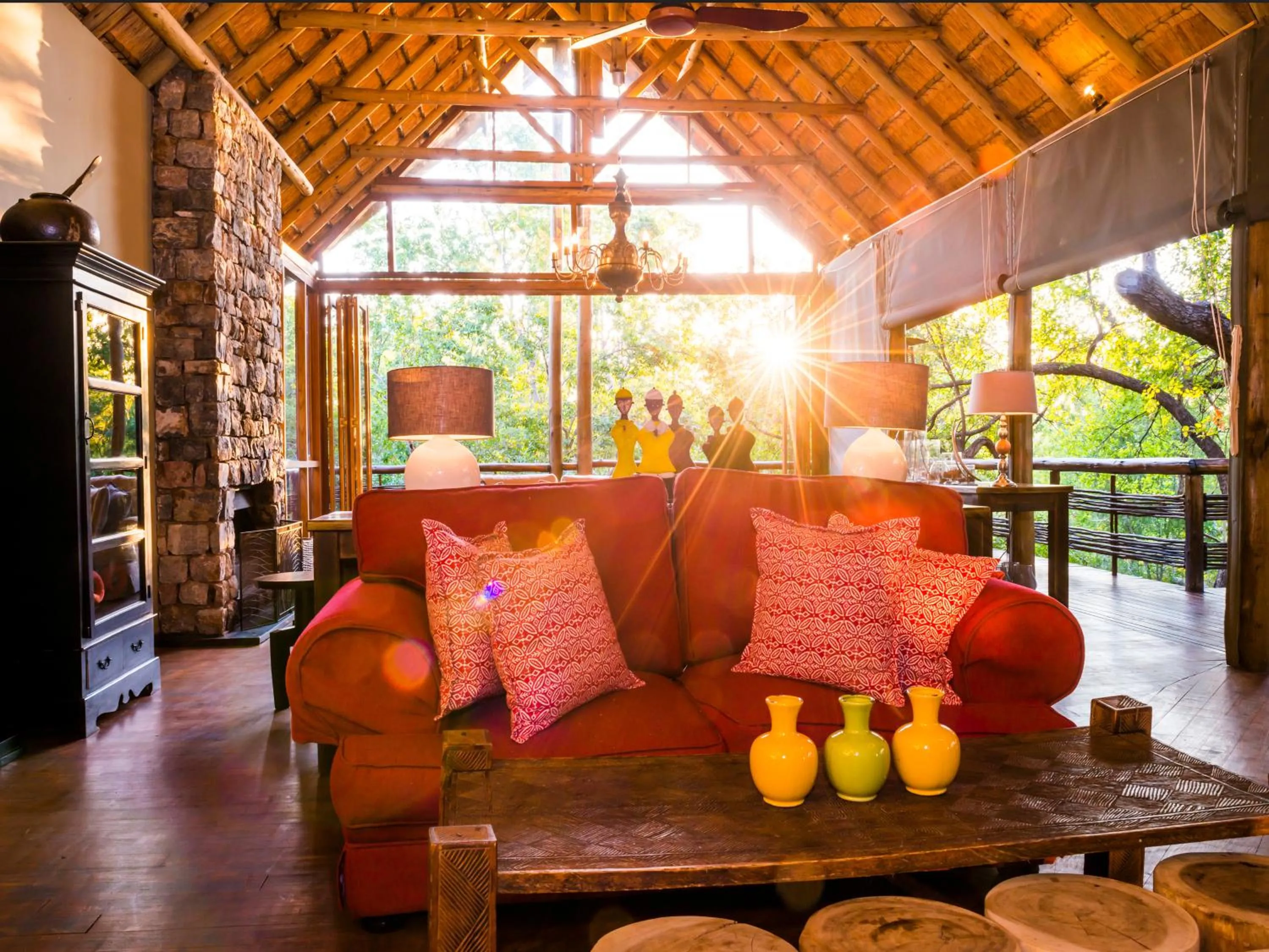 Living room in aha Thakadu River Camp