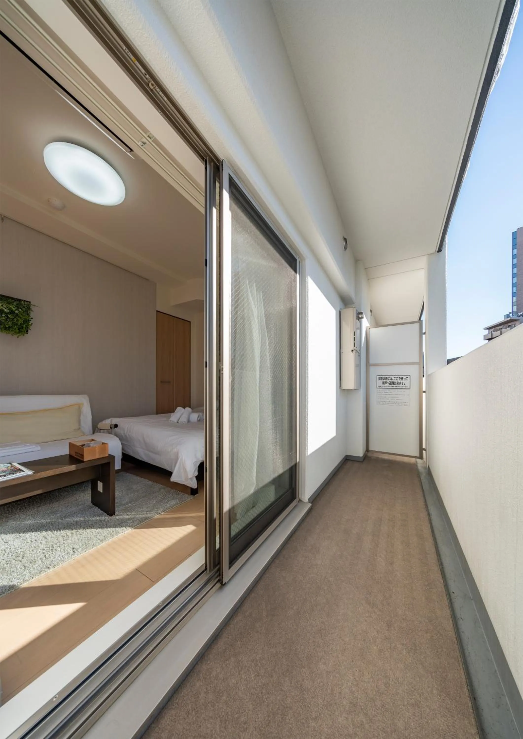 Balcony/Terrace, Bed in Meet Me Umeda Nishi
