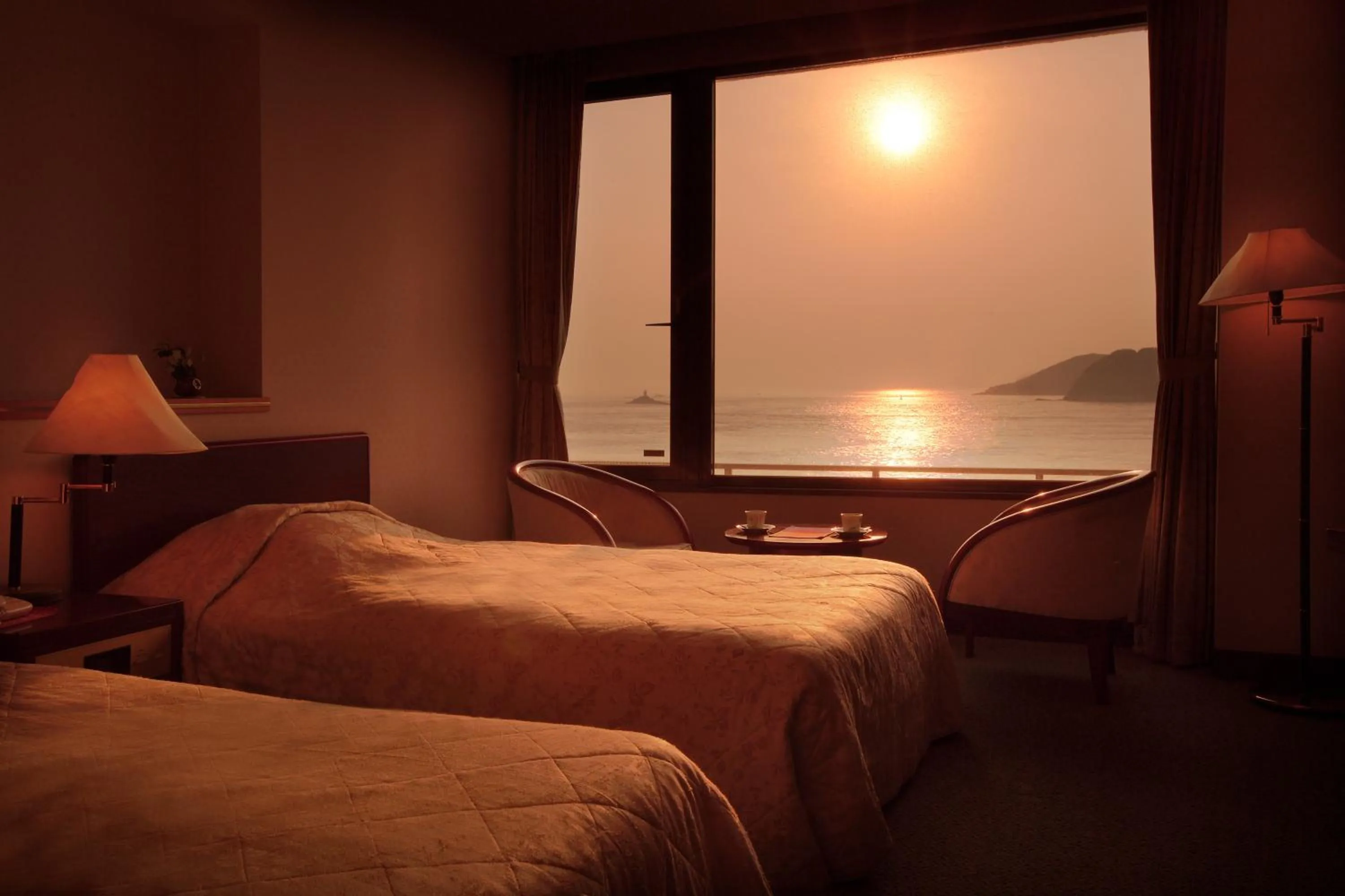 Natural landscape, Bed in Hirado Kaijyo Hotel