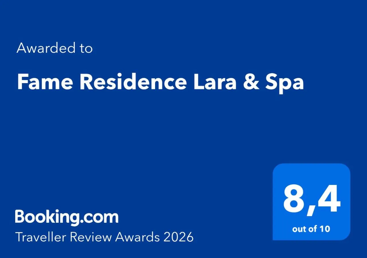 Certificate/Award in Fame Residence Lara & Spa