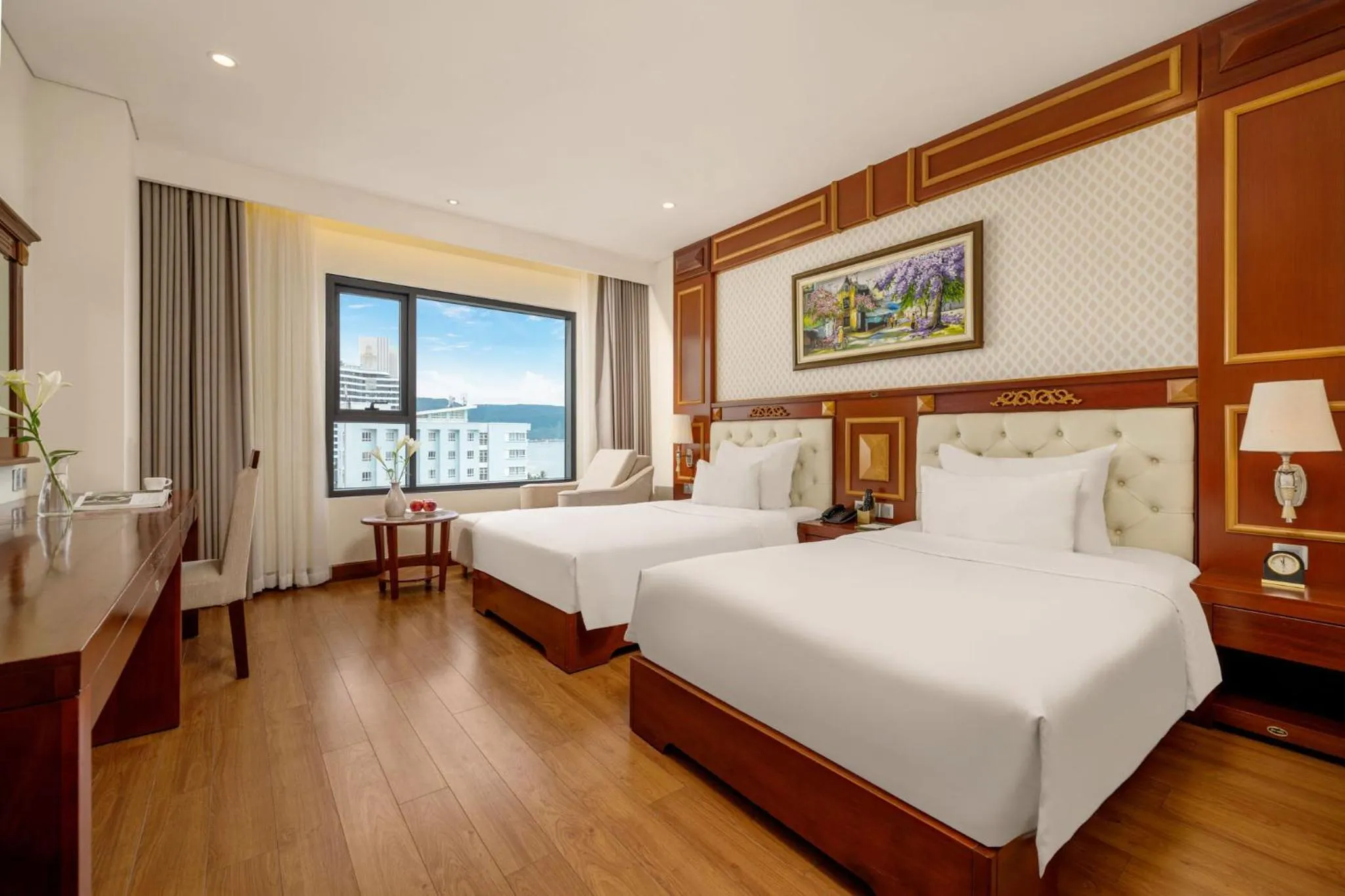 View (from property/room), Bed in DLG Hotel Danang