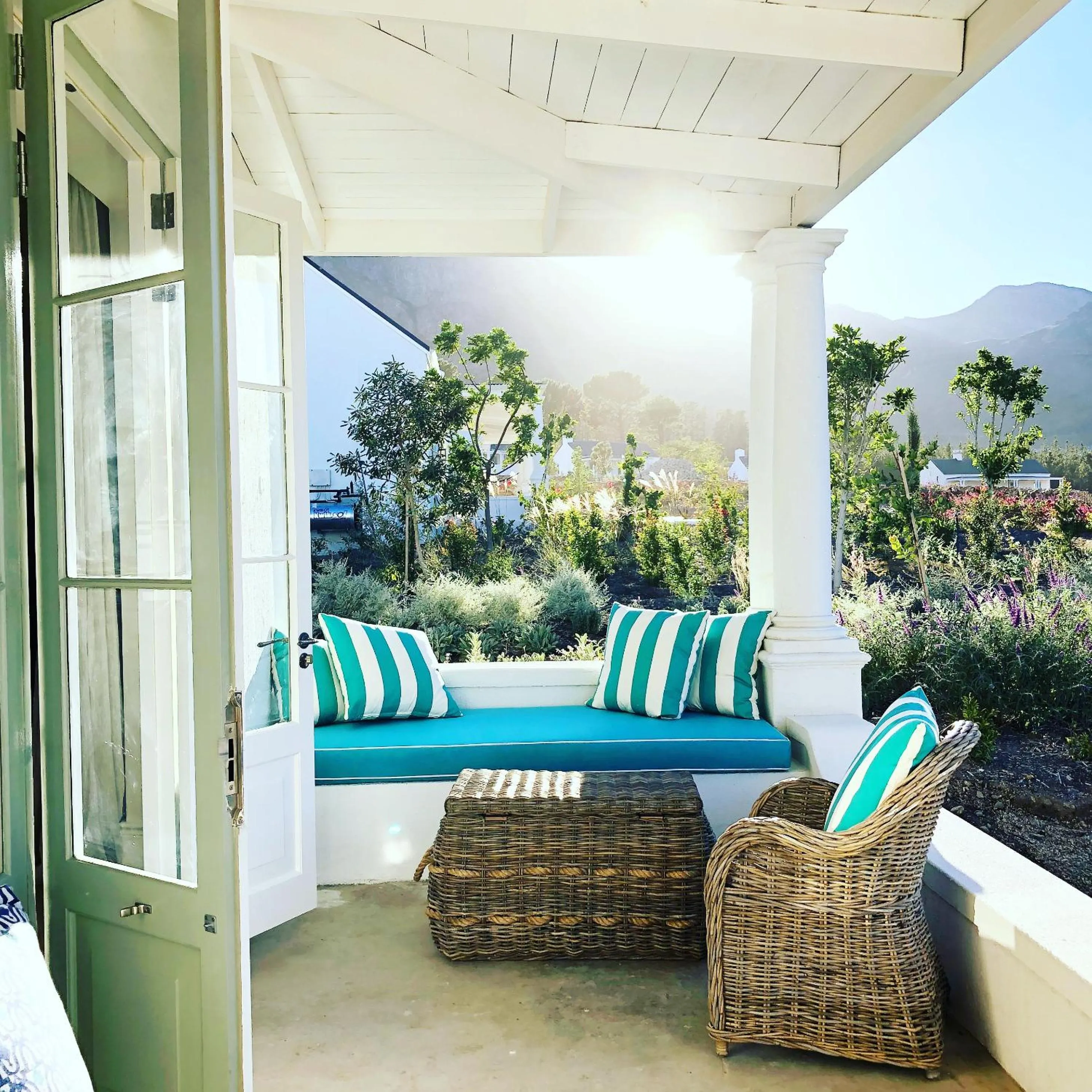 Patio in La Cotte Orchard Cottages