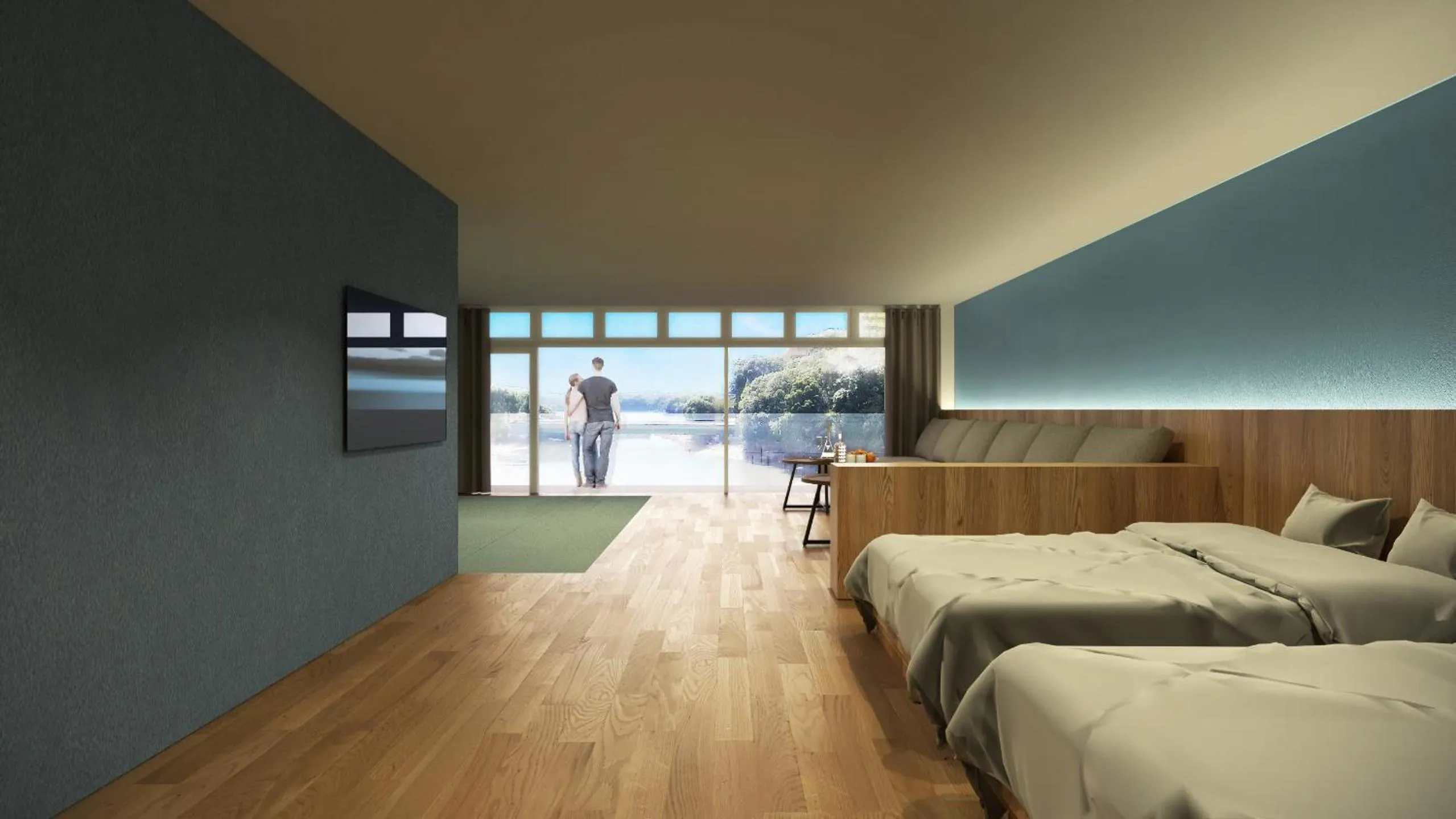 Bed in Hotel Flags Kuju Kusima