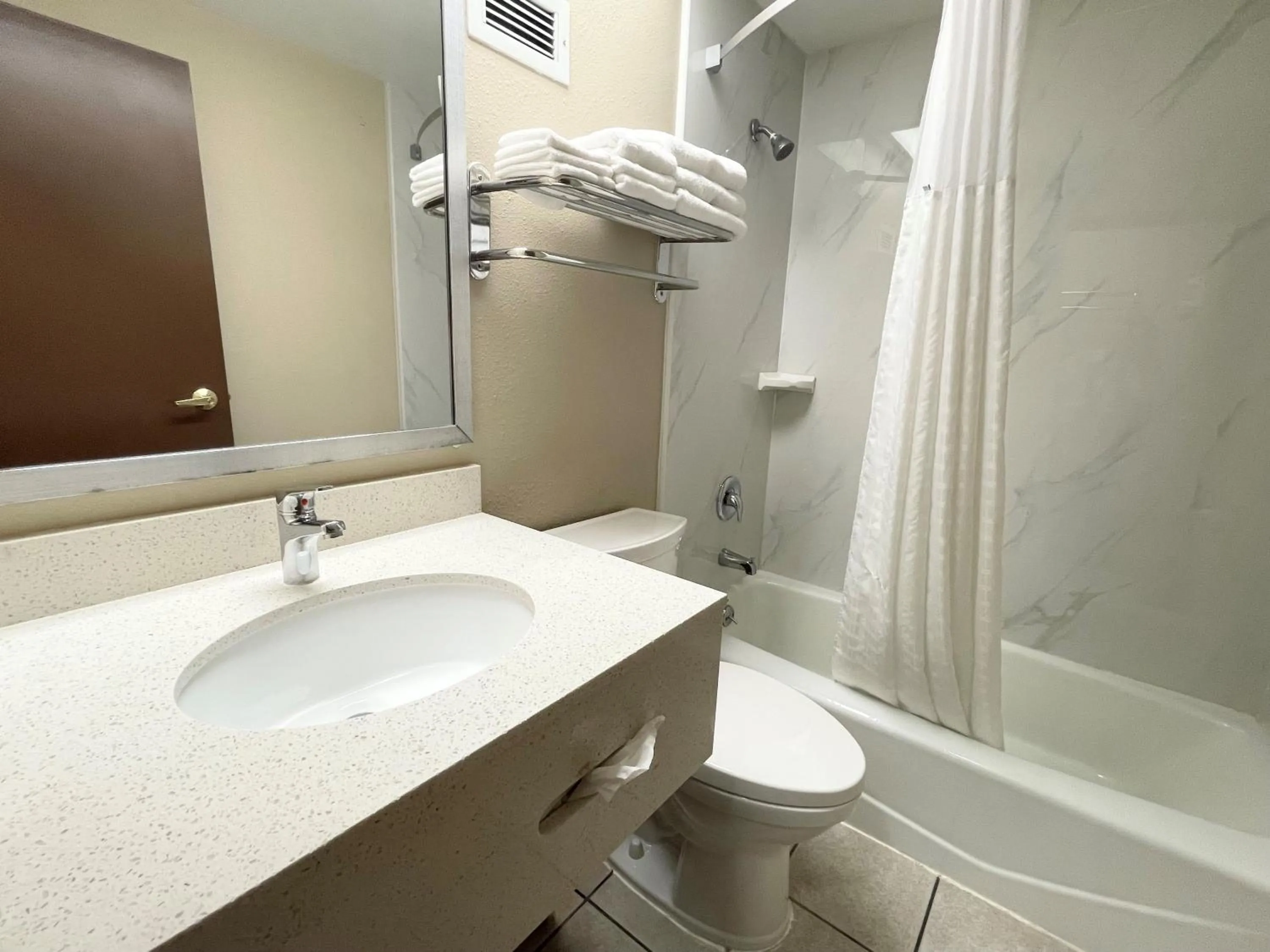 Bathroom in Super 8 by Wyndham St Charles