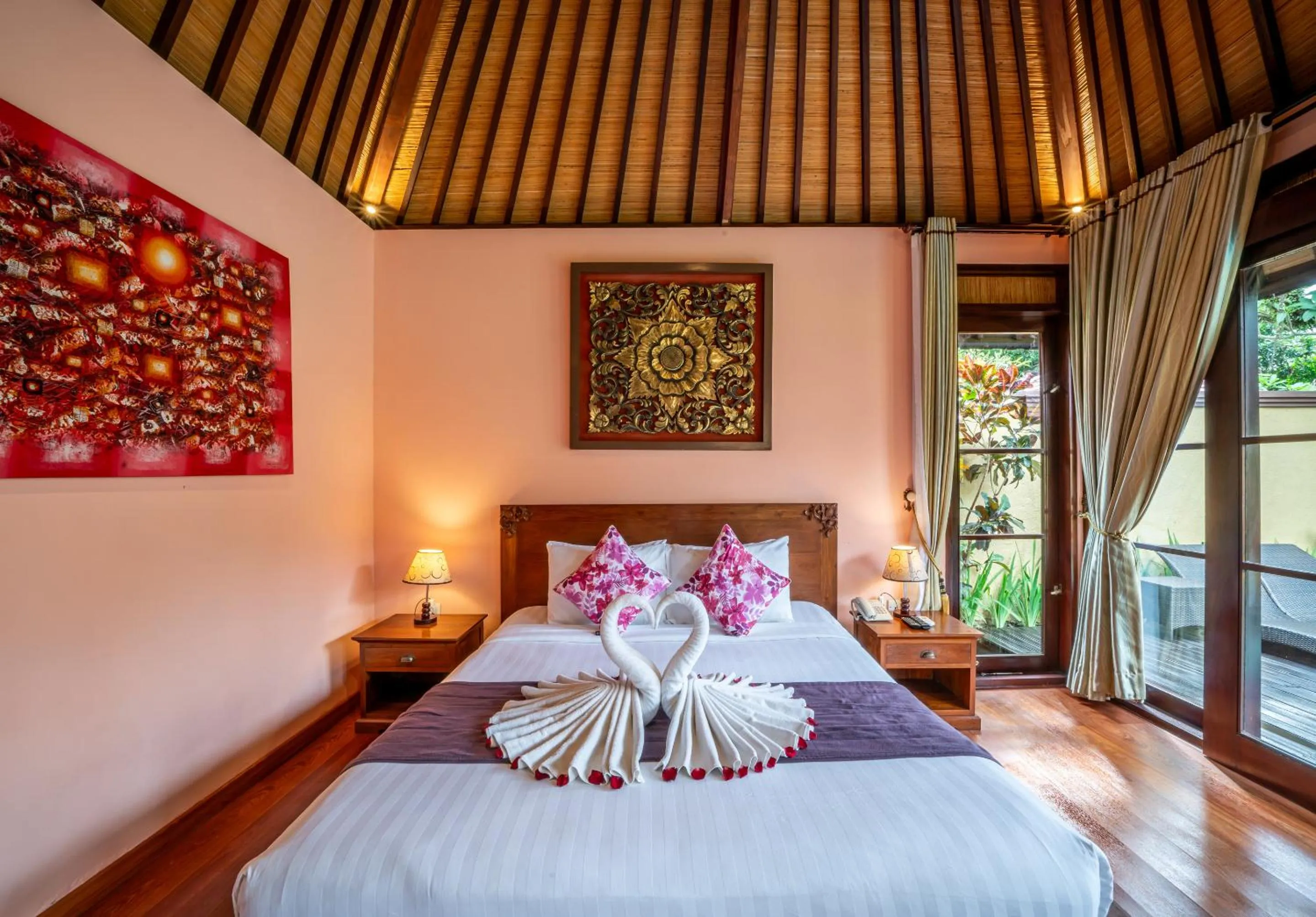 Bed in The Kampung Ubud Villa
