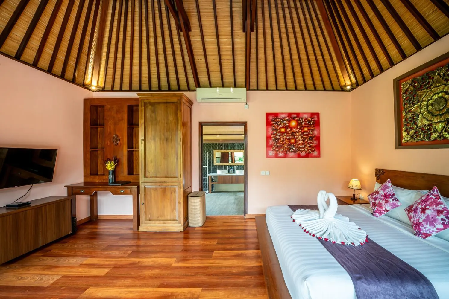 Bed in The Kampung Ubud Villa