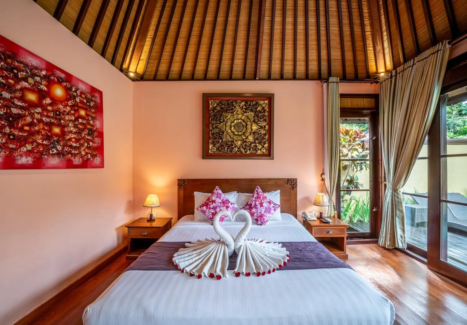 Bed in The Kampung Ubud Villa