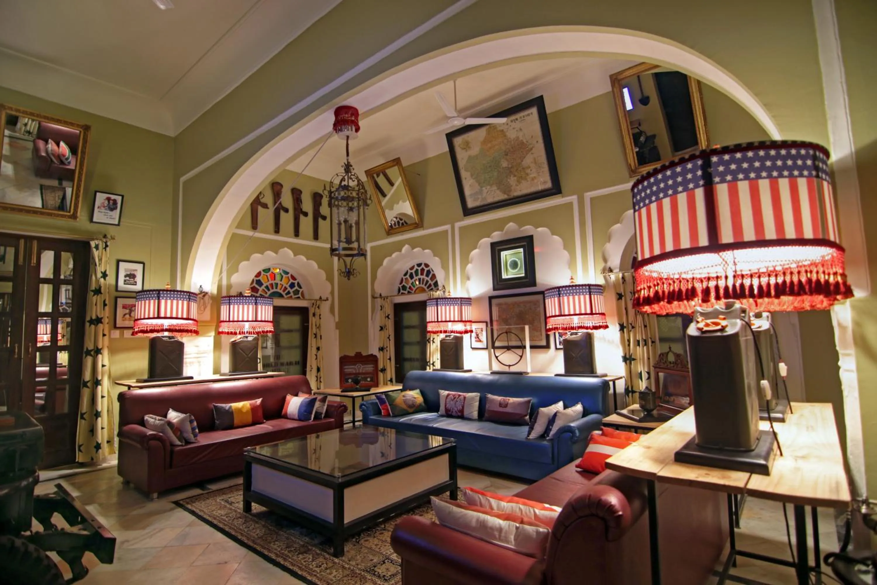 Communal lounge/ TV room in Alsisar Mahal- Heritage Hotel