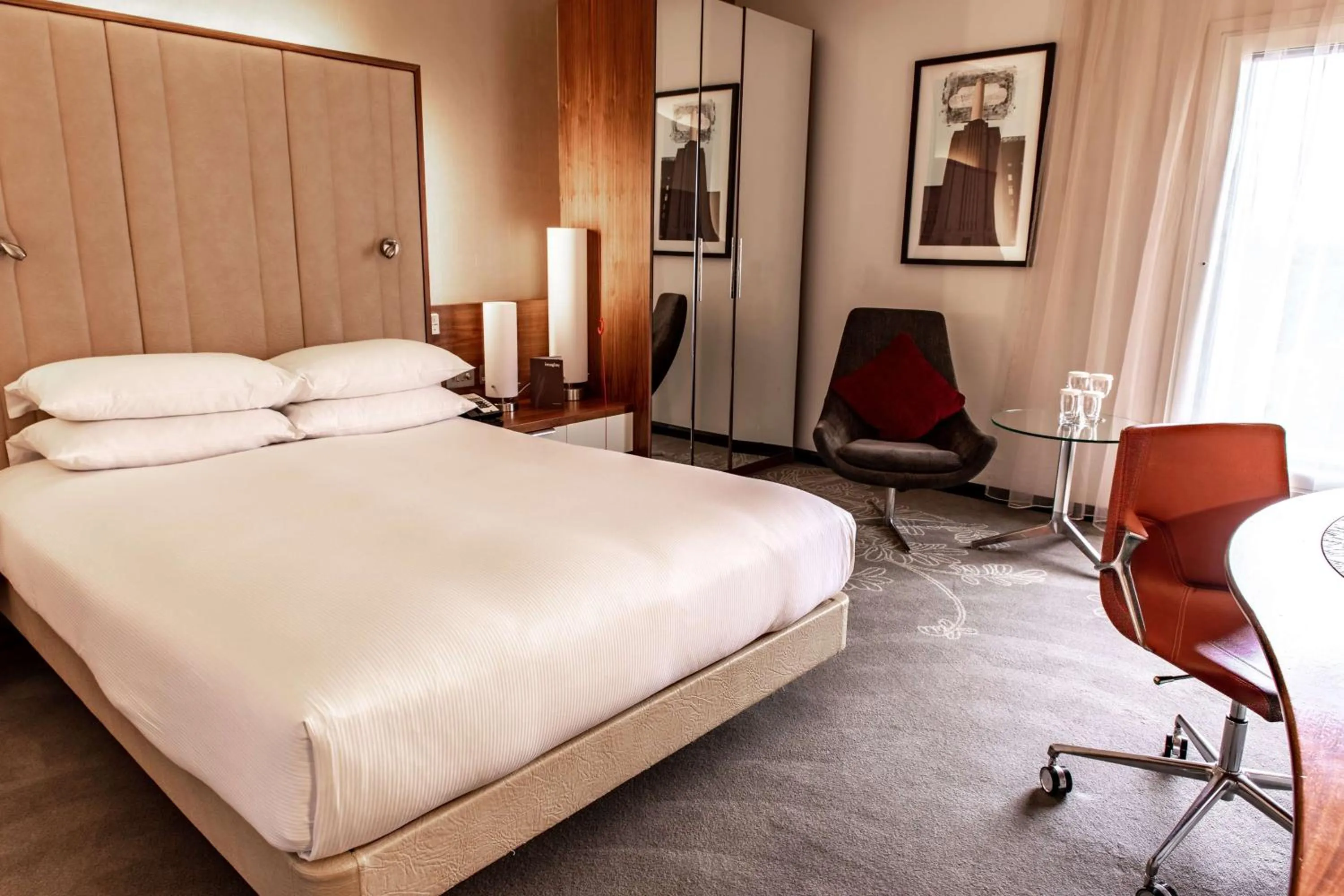 Bed in Hilton London Heathrow Airport Terminal 5