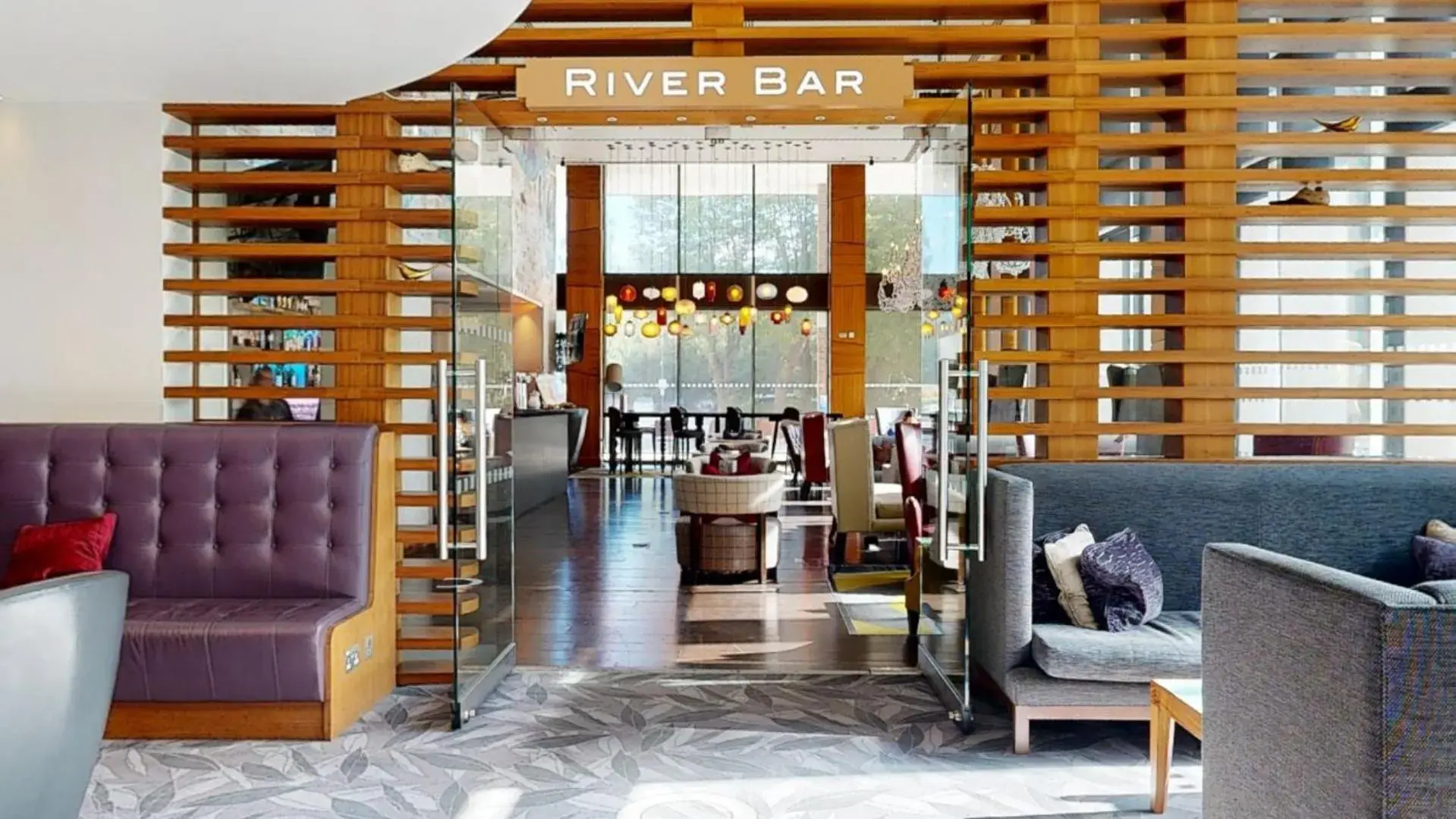 Lounge or bar in Hilton London Heathrow Airport Terminal 5 Lounge or bar in Hilton London Heathrow Airport Terminal 5